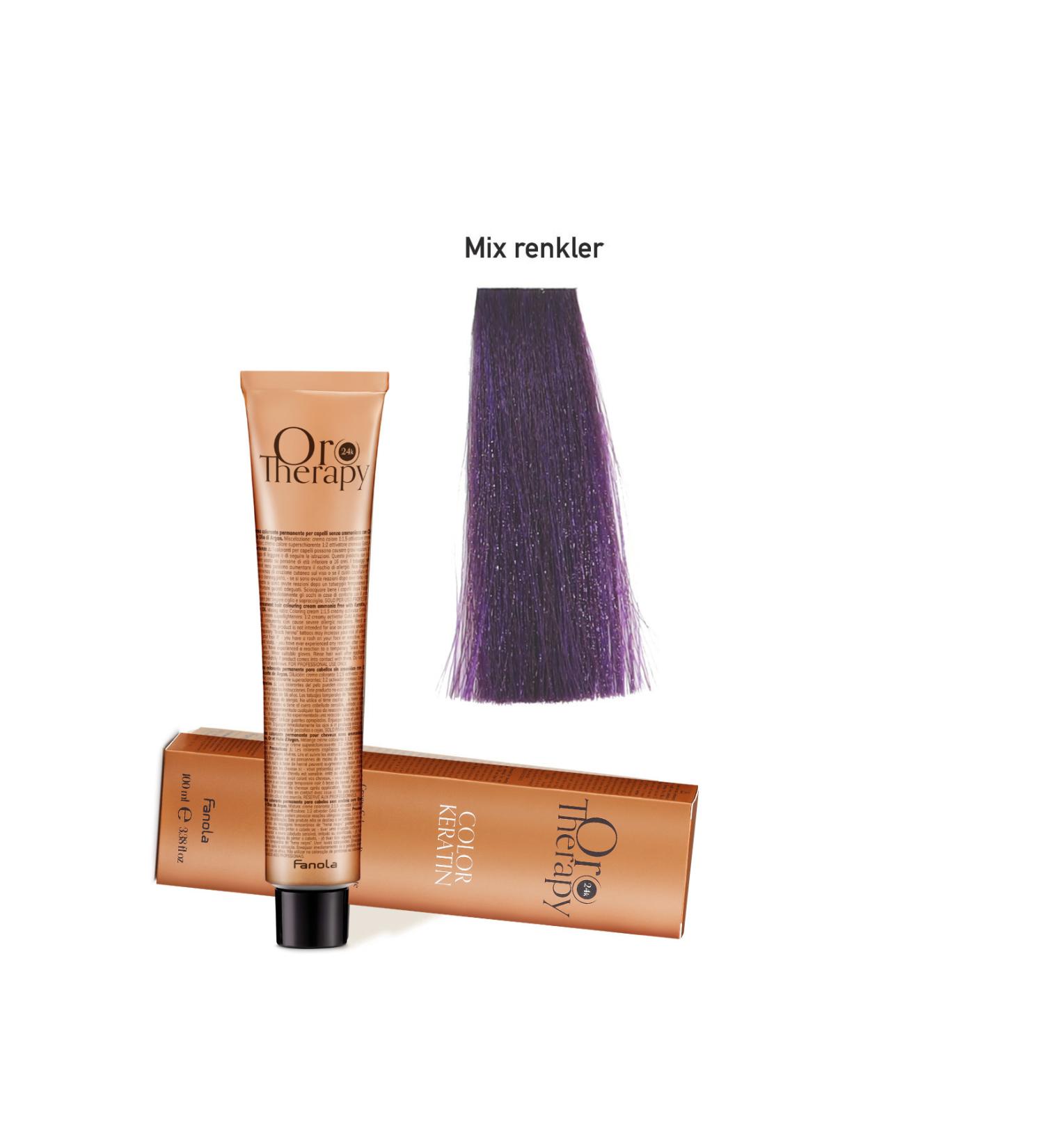 Fanola Oro Therapy 24k Color Keratin With Gold & Argan Oil 100ml (ammonia Free) Mix Color Violet