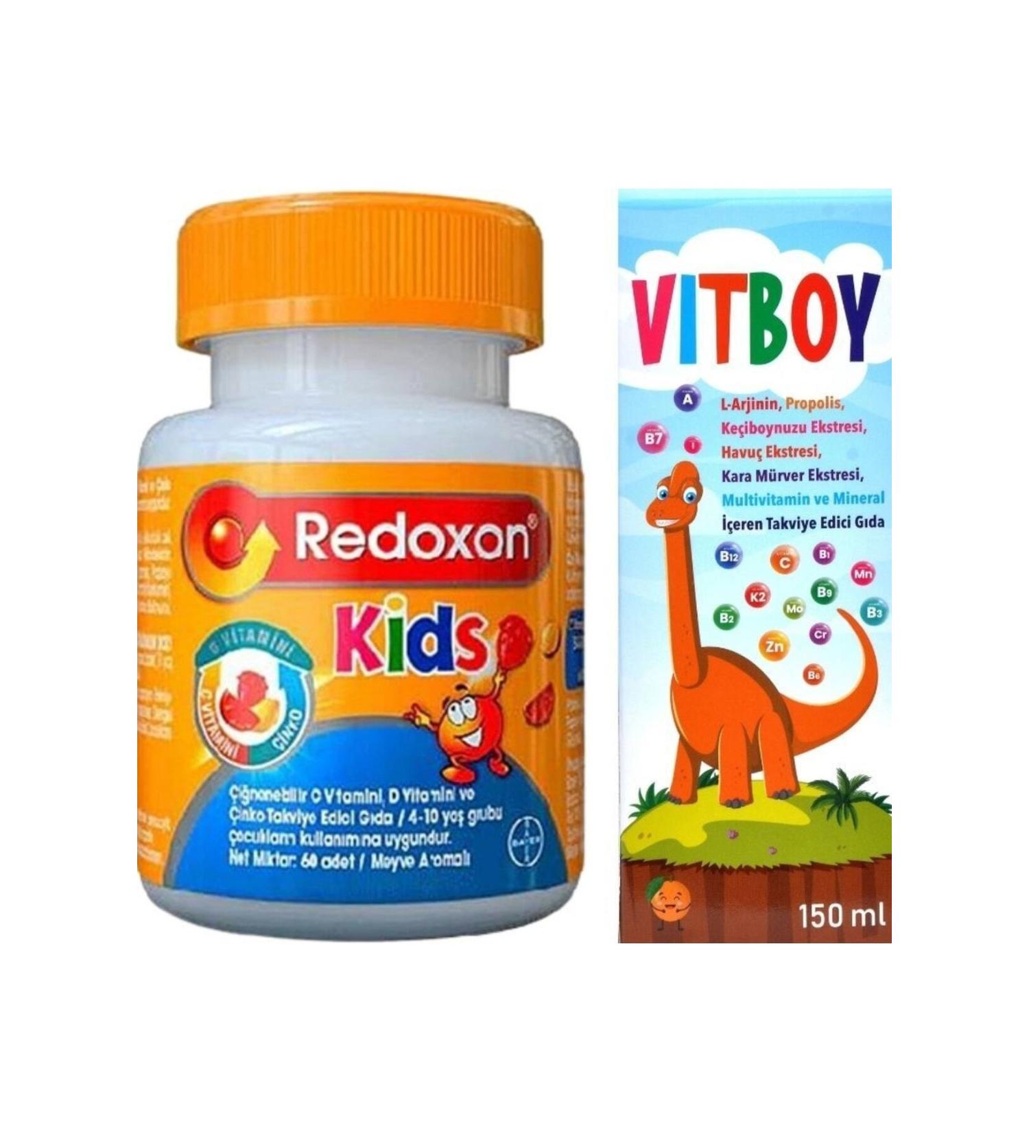 Redoxon Kids 60 Tablets - Vitboy Multivitamin and Mineral Supplementary Food 150 Ml - Buy Online on GoSupps.com