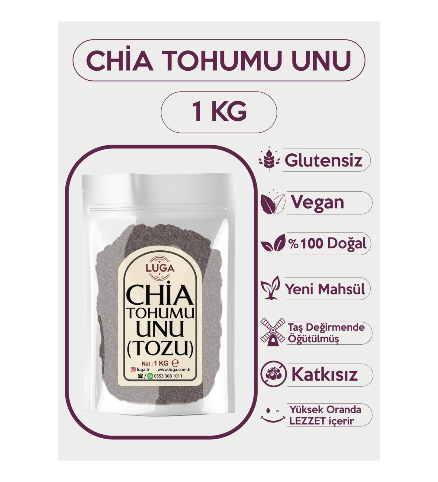 Luga Chia Seed Flour Powder 1 KG Gluten Free Chia Ziplock Bag