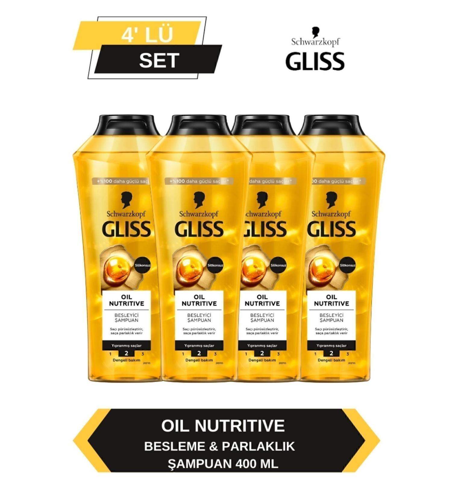 Gliss Oil Nutritive Shampoo 400ml x Set of 4 - Buy Online on GoSupps.com