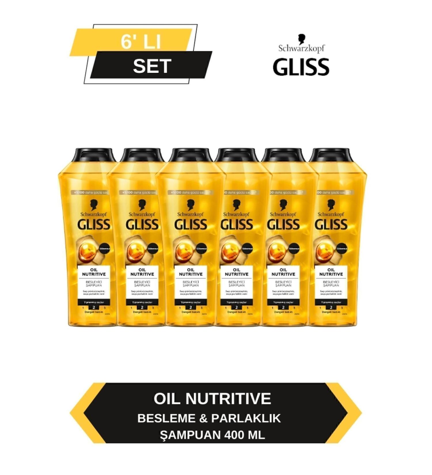 Gliss Oil Nutritive Shampoo 400ml x Set of 6 - Buy Online on GoSupps.com