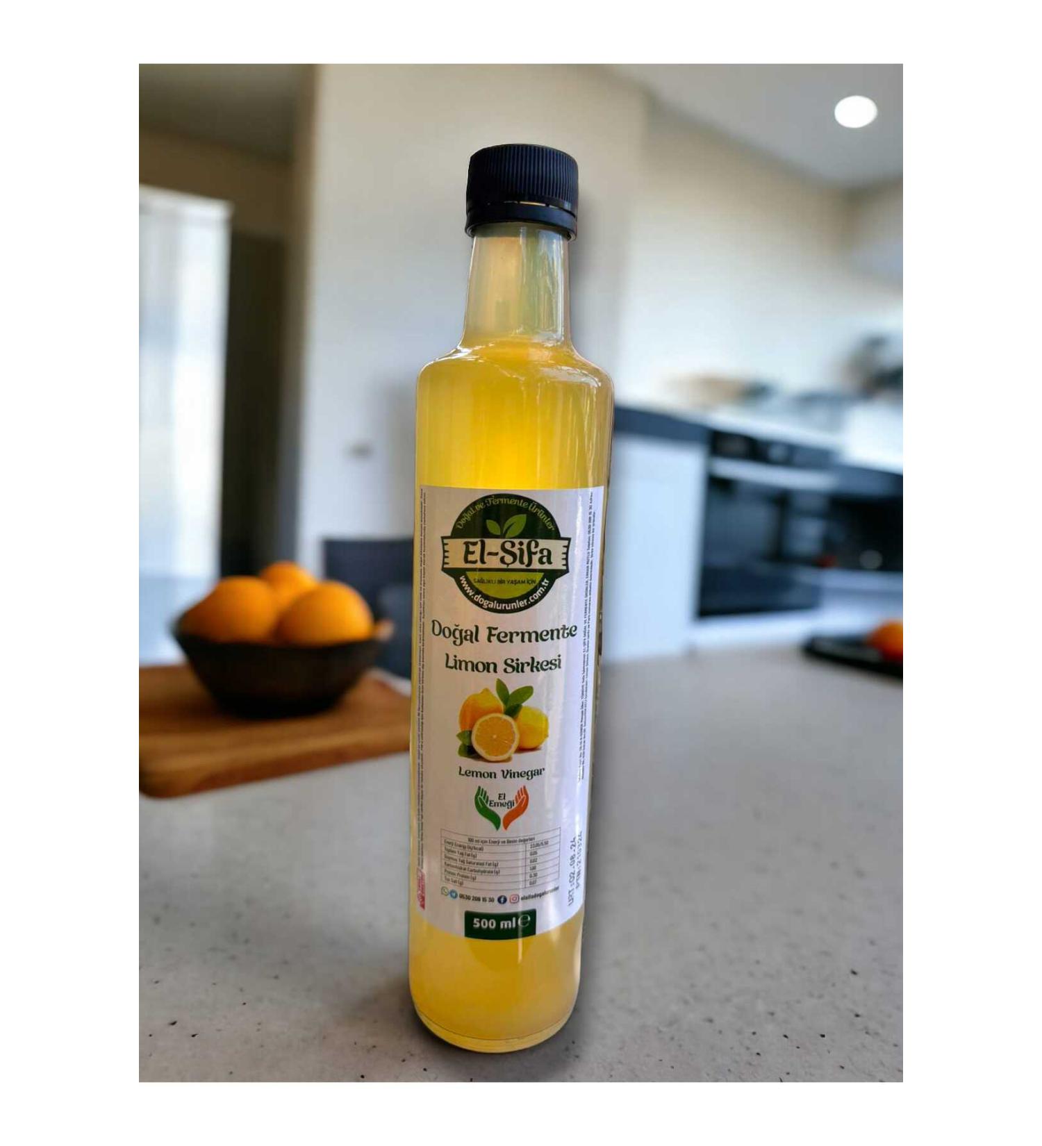 El ifa Natural Products 100% Natural Fermented Lemon Vinegar 500ml Glass Bottle