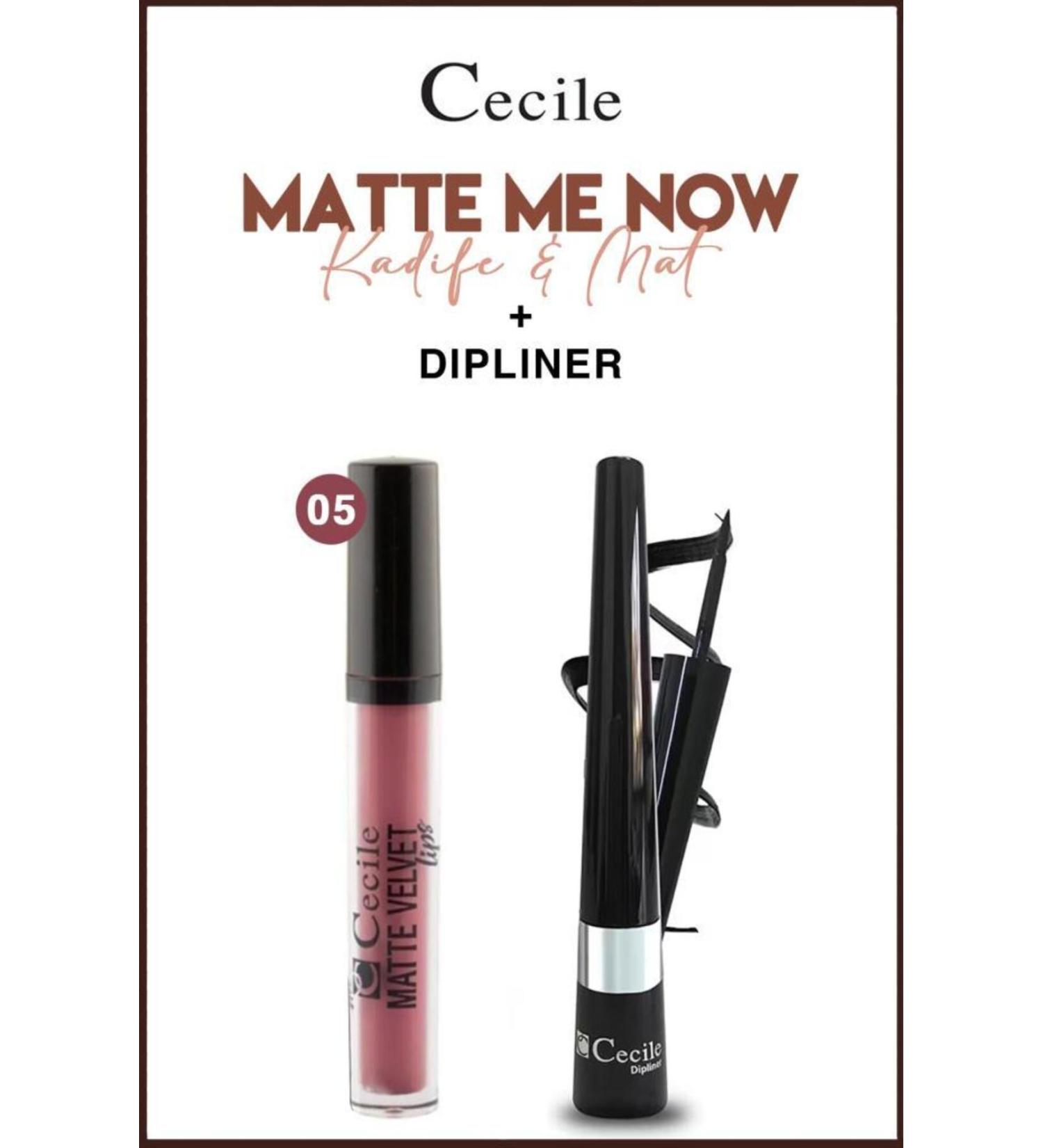 Cecile Velvet Matte Lipstick That Lasts All Day Long 05-Sharp Looks Dipliner Set