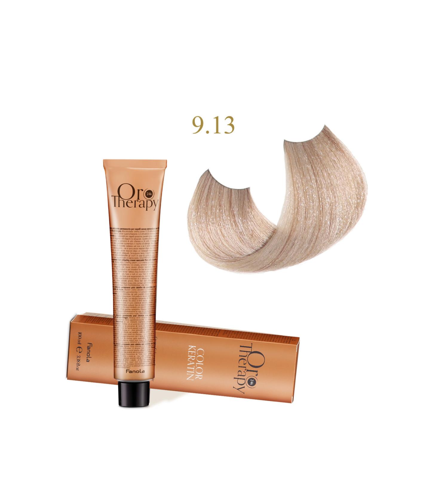 Fanola Oro Therapy 24k Color Keratin With Gold & Argan Oil 100ml (ammonia Free) 9.13