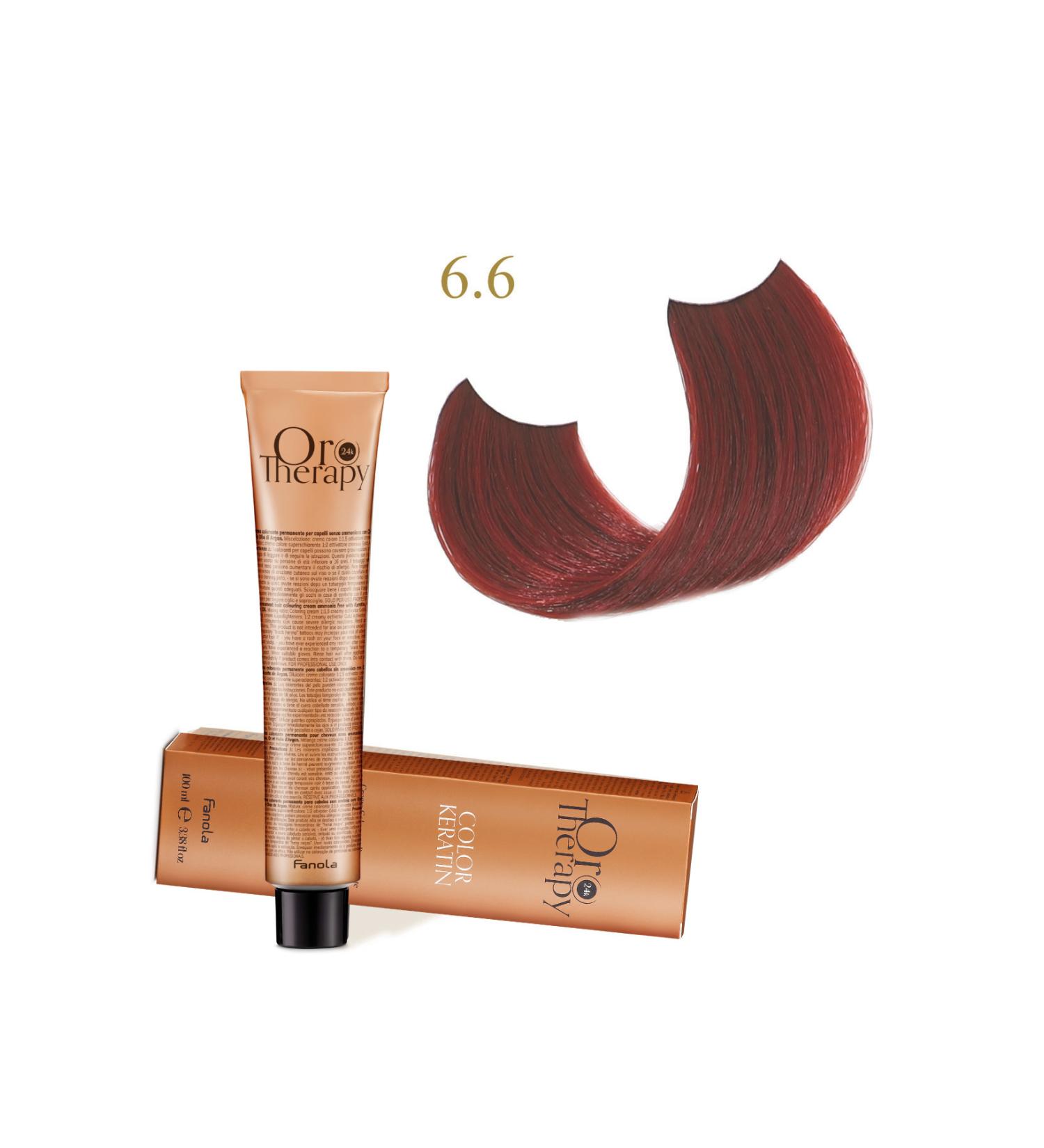 Fanola Oro Therapy 24k Color Keratin With Gold & Argan Oil 100ml (ammonia Free) 6.6 Dark Blonde Red