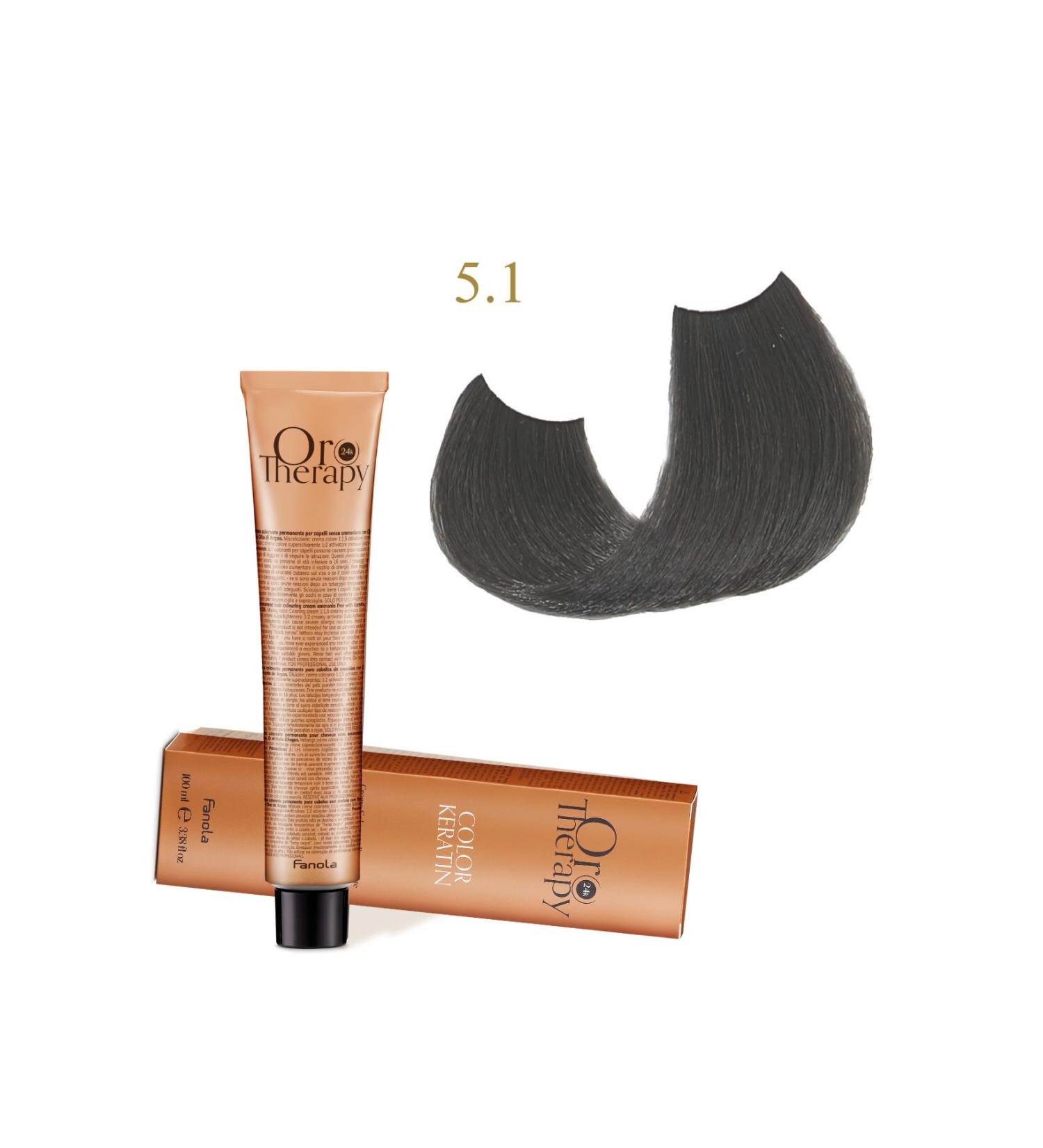 Fanola Oro Therapy 24k Color Keratin With Gold & Argan Oil 100ml (ammonia Free) 5.1 Light Chestnut Ash