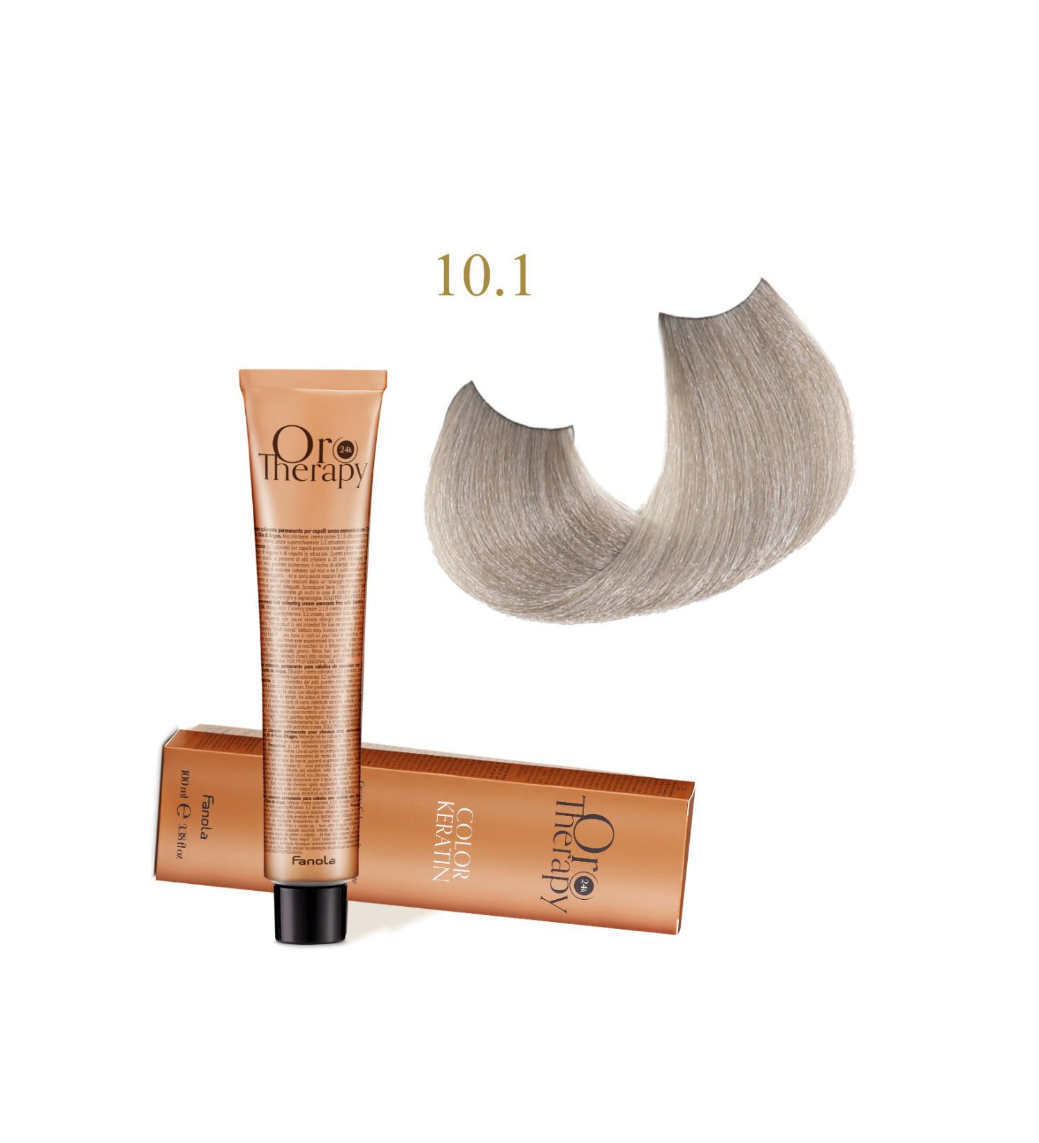 Fanola Oro Therapy 24k Color Keratin With Gold & Argan Oil 100ml (ammonia Free) 10.1 Blonde Platinum Ash