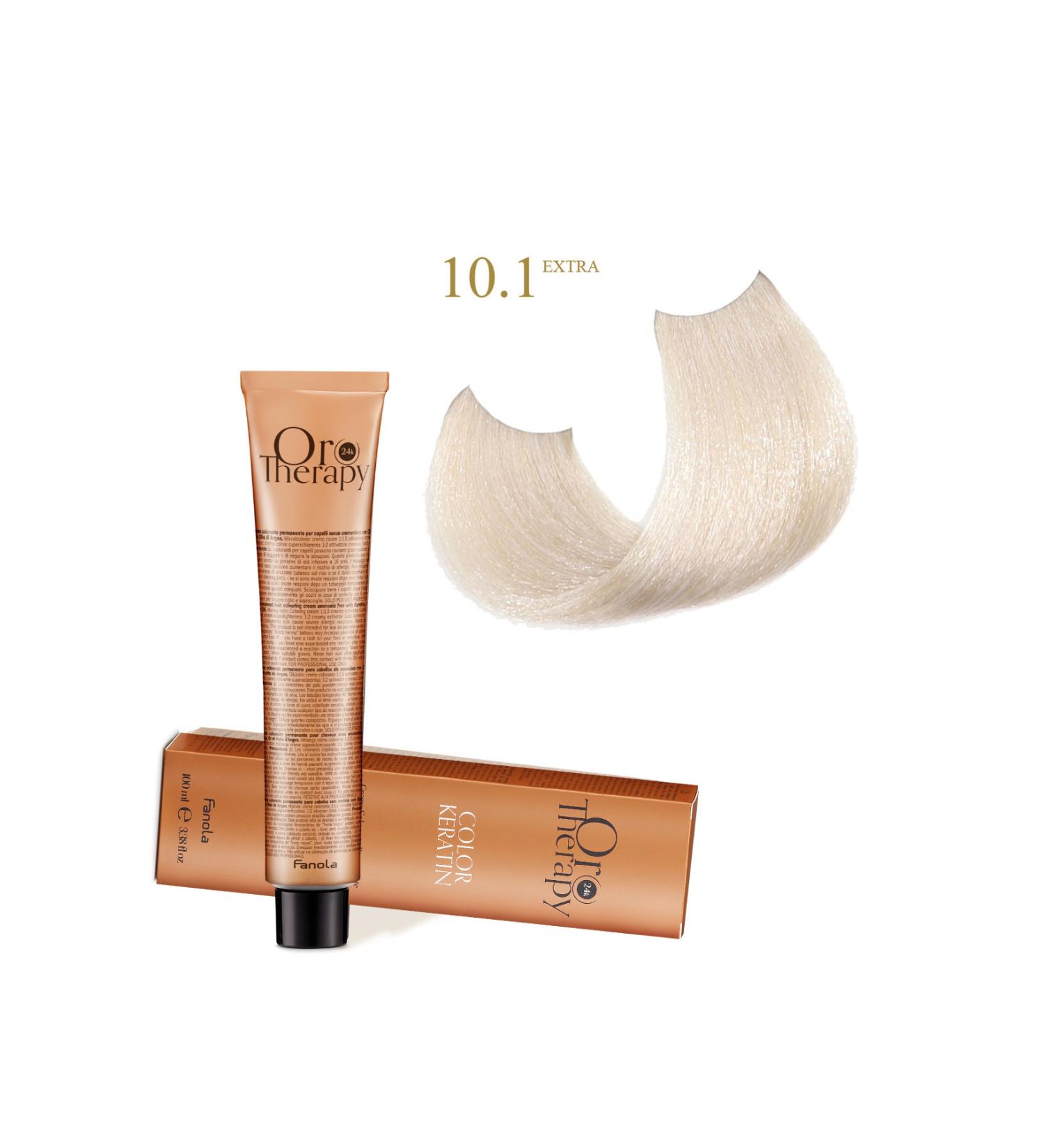 Fanola Oro Therapy 24k Color Keratin With Gold & Argan Oil 100ml (AMMONIA FREE) 10.1 Ex Blonde Platinum Ash