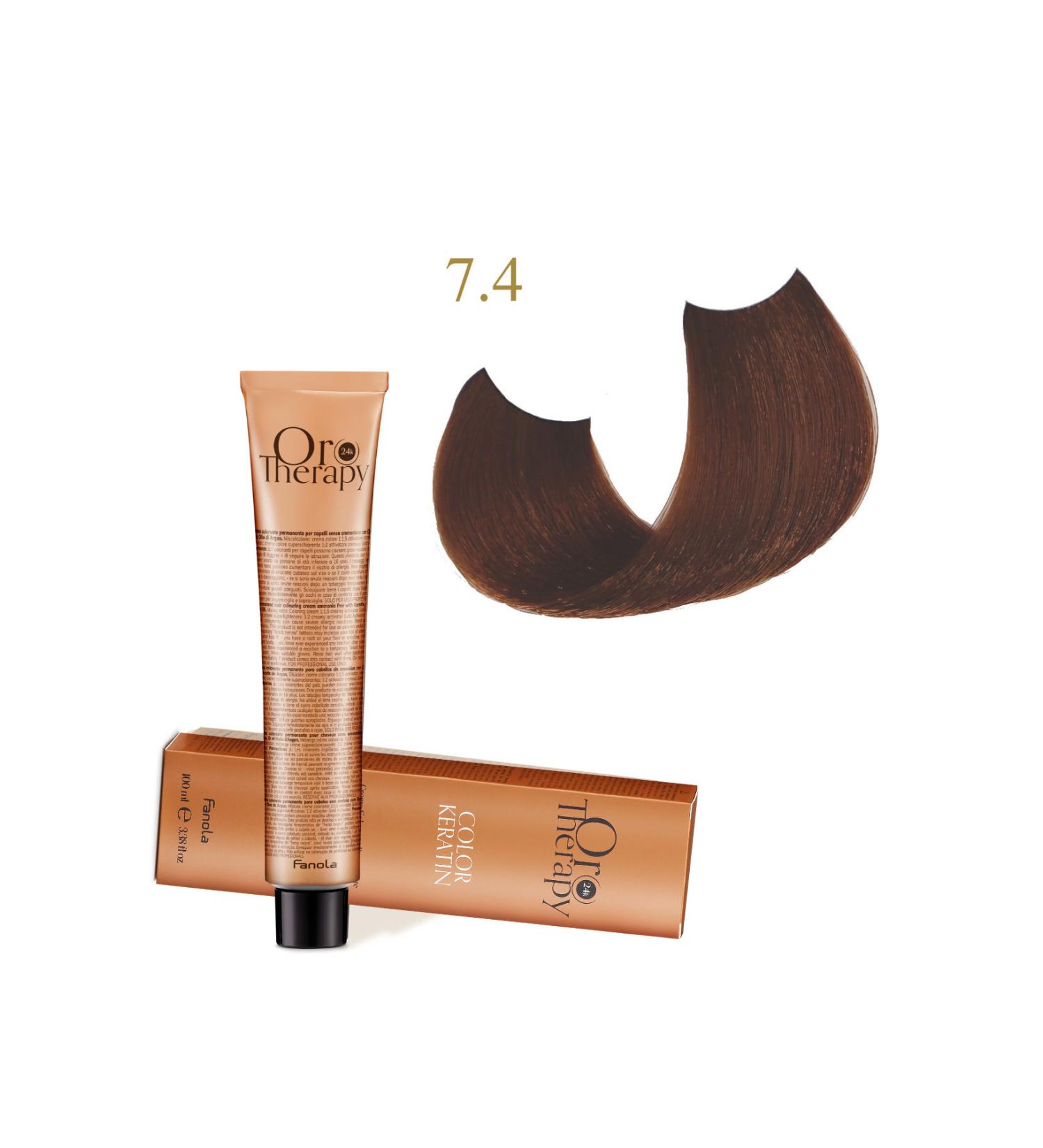 Fanola Oro Therapy 24k Color Keratin With Gold & Argan Oil 100ml (ammonia Free) 7.4 Blonde Copper