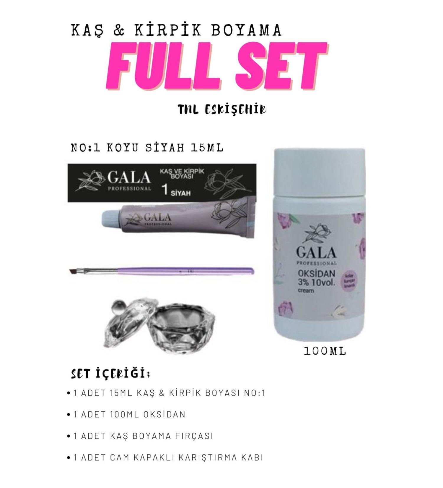 GALA Professional Eyebrow and Eyelash Dye Full Set No:1 Dark Black