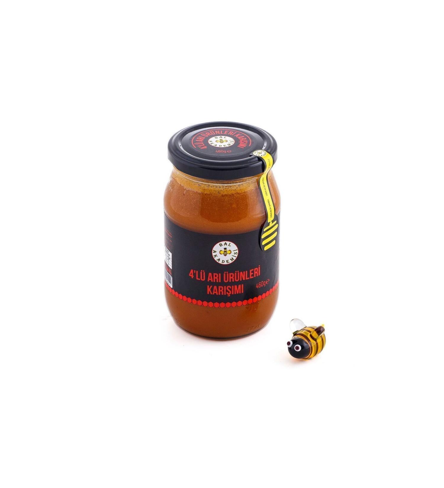 HONEY ACADEMY Honey Pollen Propolis and Royal Jelly - Natural Bee Products 4 in 1 460 Grams