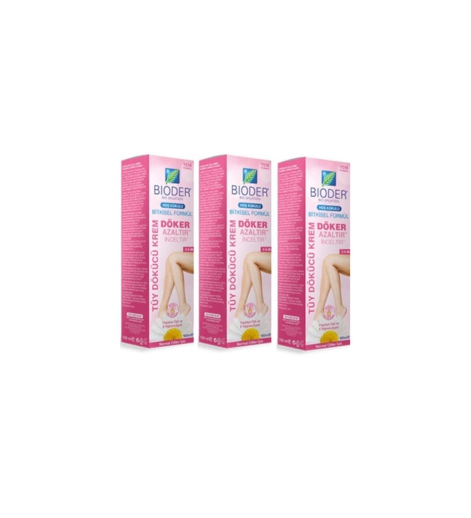 Bioder Women-Herbal Hair Removal Cream-Normal Skin-Chamomile Extract-100 Ml-3 Pieces