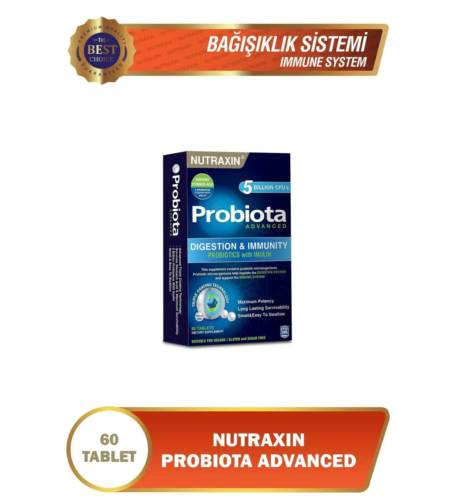 Nutraxin Probiota Advanced 60 Tablets - 5 Billion Live Probiotics 3 Layer Tablet Technology 3 Pack