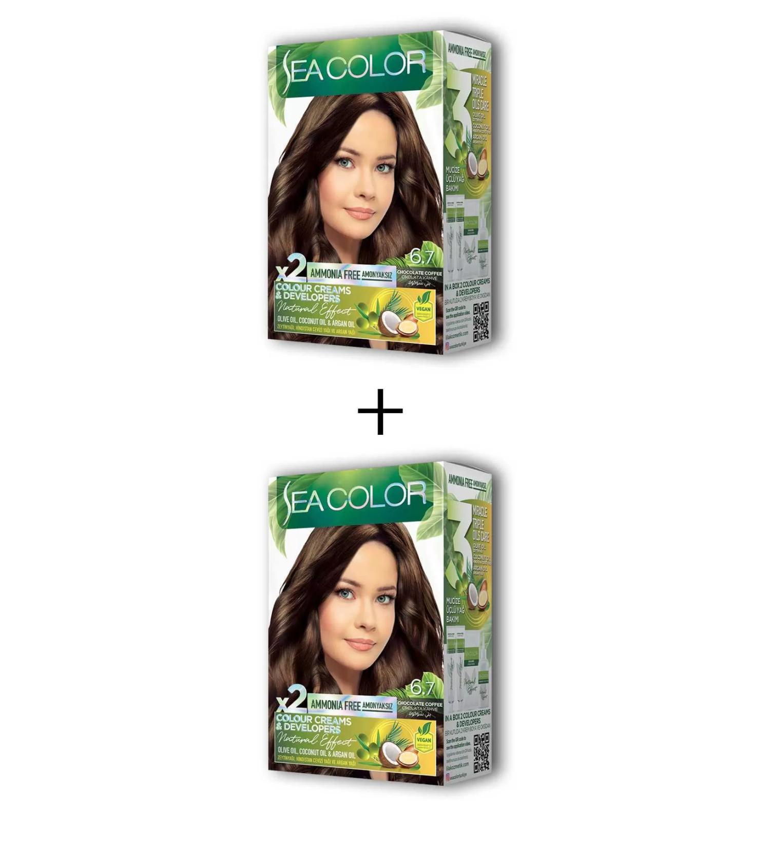 Skygo 2X2 Tube Cream Hair Dye Set Chocolate Brown No:6.7