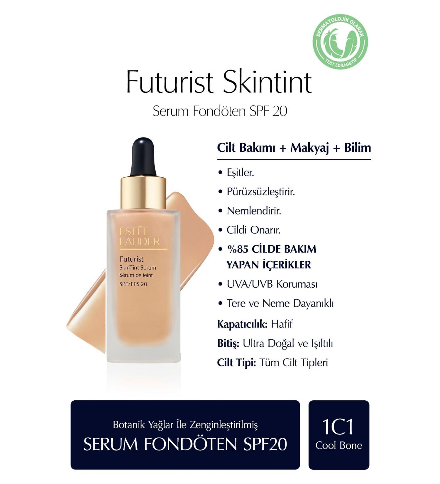 Estee Lauder Skin Smoothing Moisturizing Foundation- 30ml - SPF20-1C1 Cool Bone Passi.578