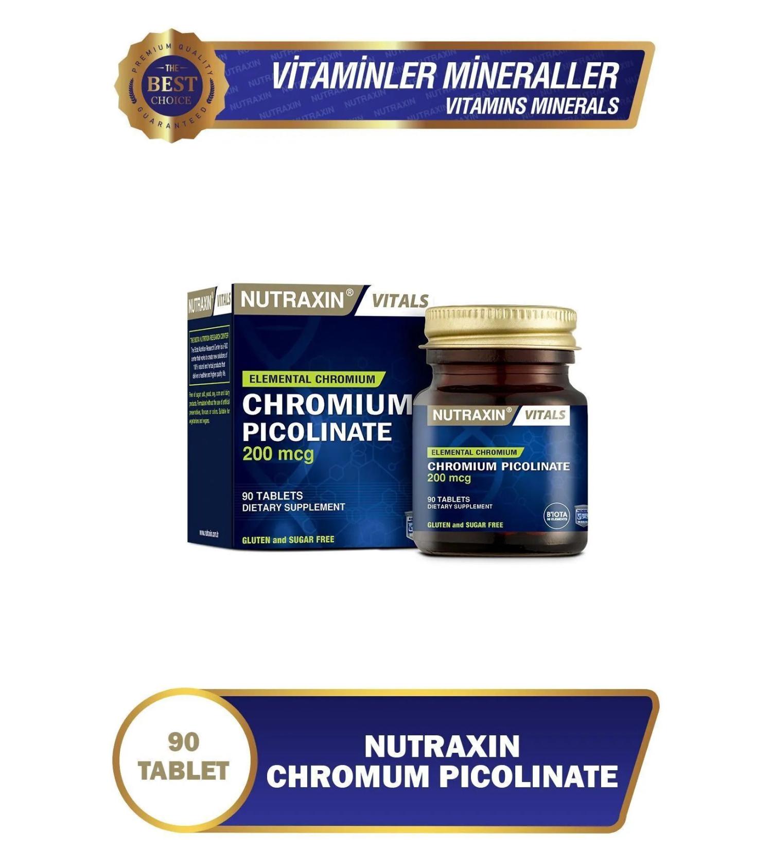 Nutraxin Chromium Picolinate 200 Mcg 90 Tablets Chromium Supplement 4-Pack - Buy Online on GoSupps.com