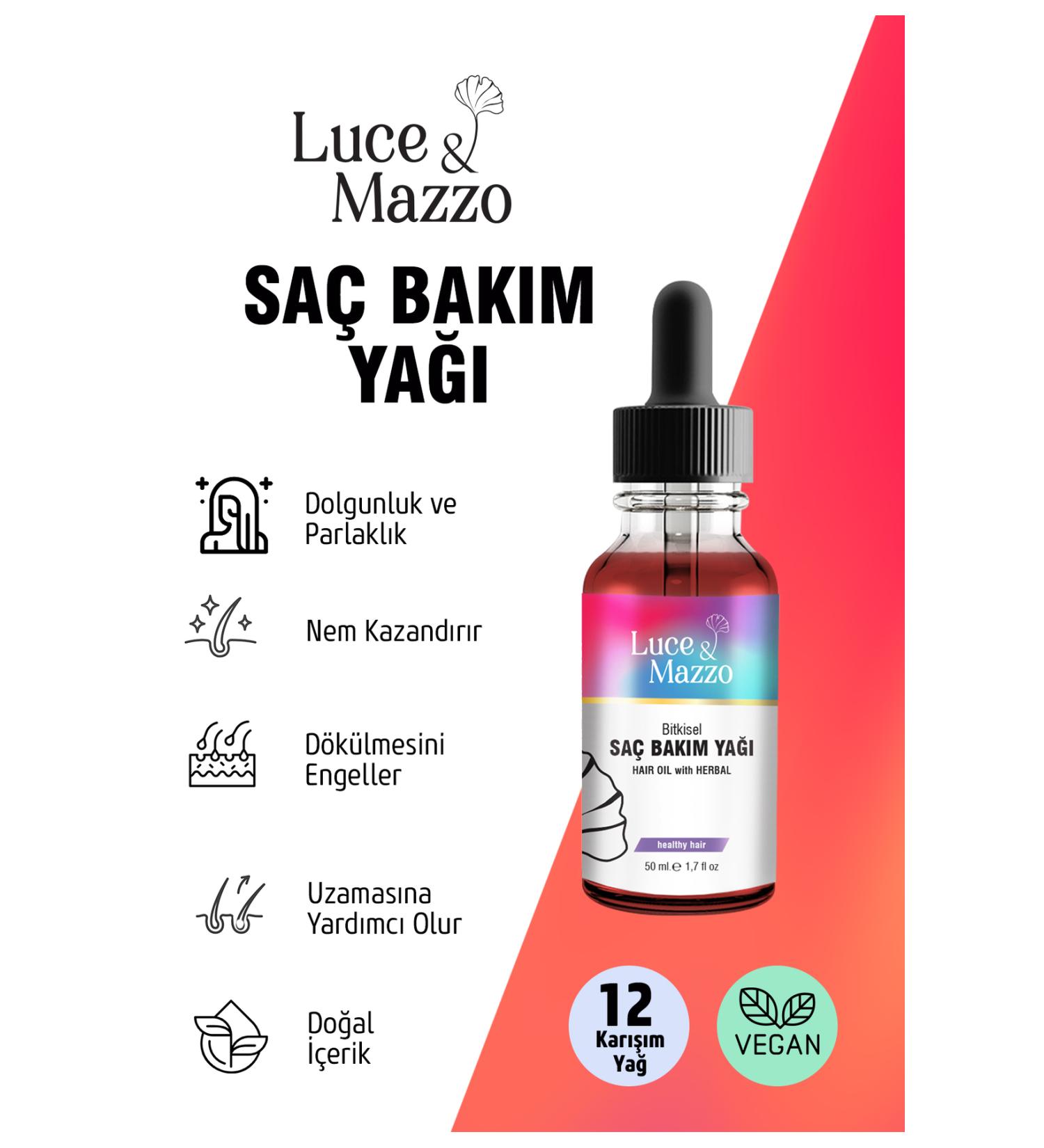 LUCE AND MAZZO Hair Care Oil 50 ml - Strong Hair with 12 Natural Oils Hair Care Serum - Buy Online on GoSupps.com