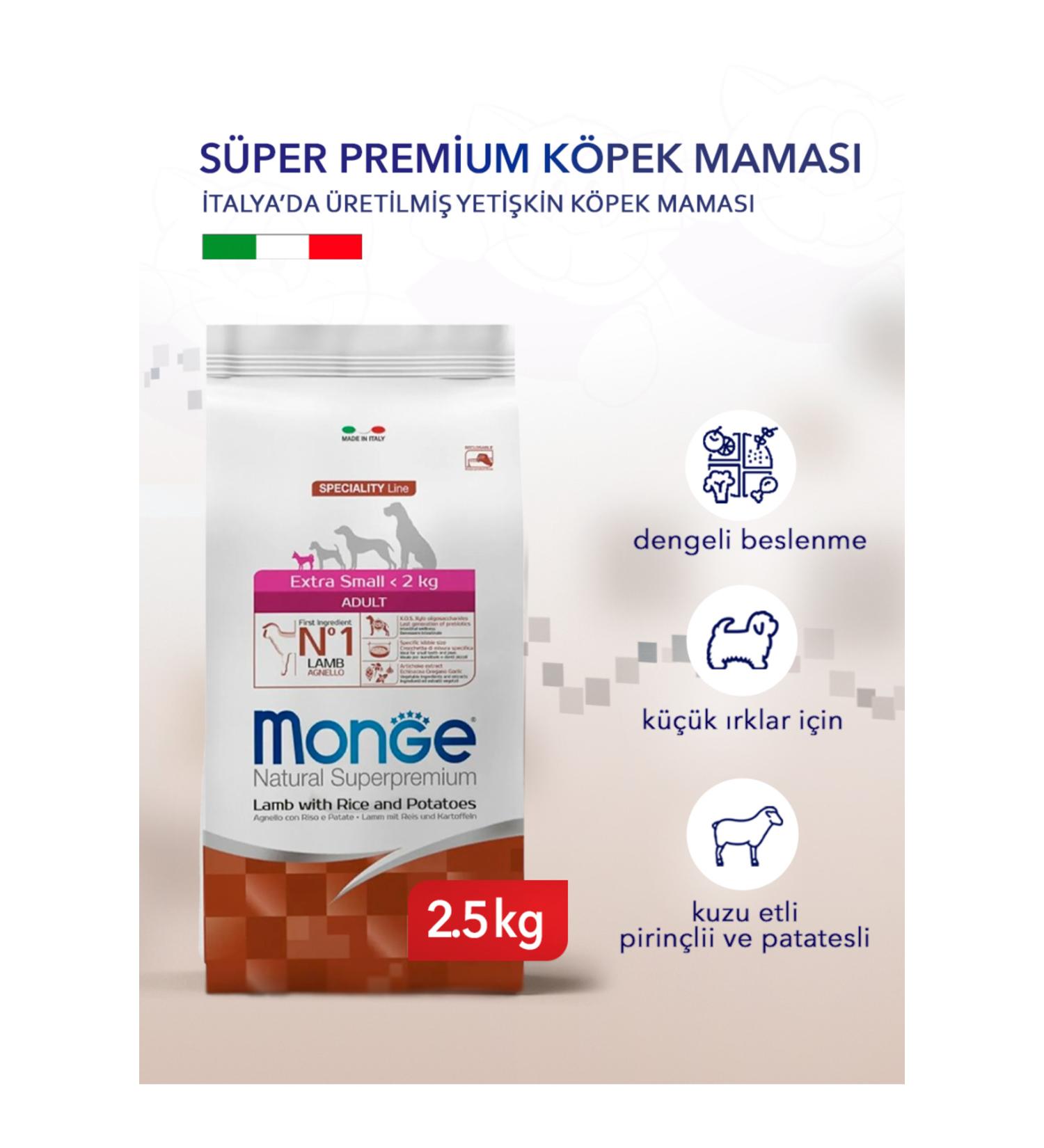 Monge Dog Speciality Extra Small Lamb Rice and Potato Small Breed Adult Dog Food 2.5 Kg - Buy Online on GoSupps.com