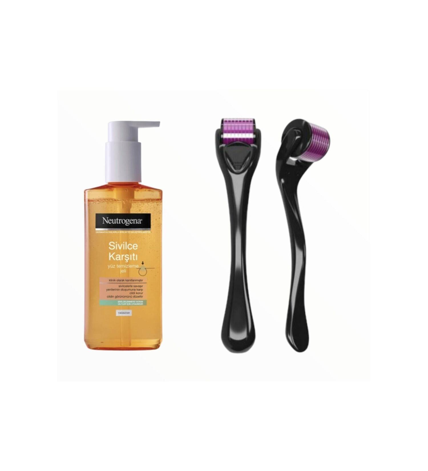 Neutrogena Anti-Acne Facial Cleansing Gel 200ml With Dermaroller