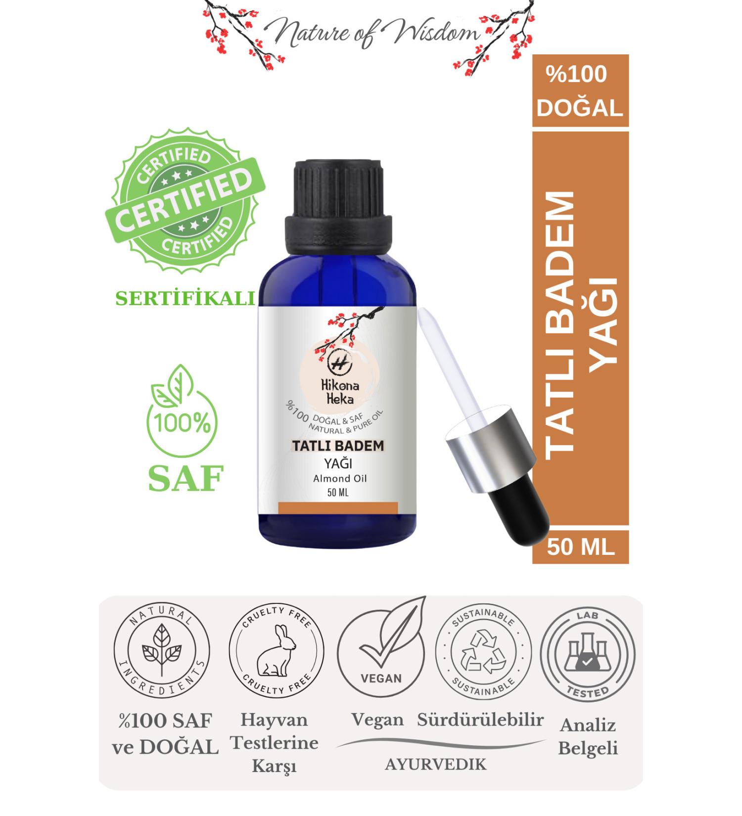 Hikona Heka Sweet Almond Oil (SWEET ALMOND OIL) 0 Pure and Natural Cold Pressed 50 ml - Buy Online on GoSupps.com