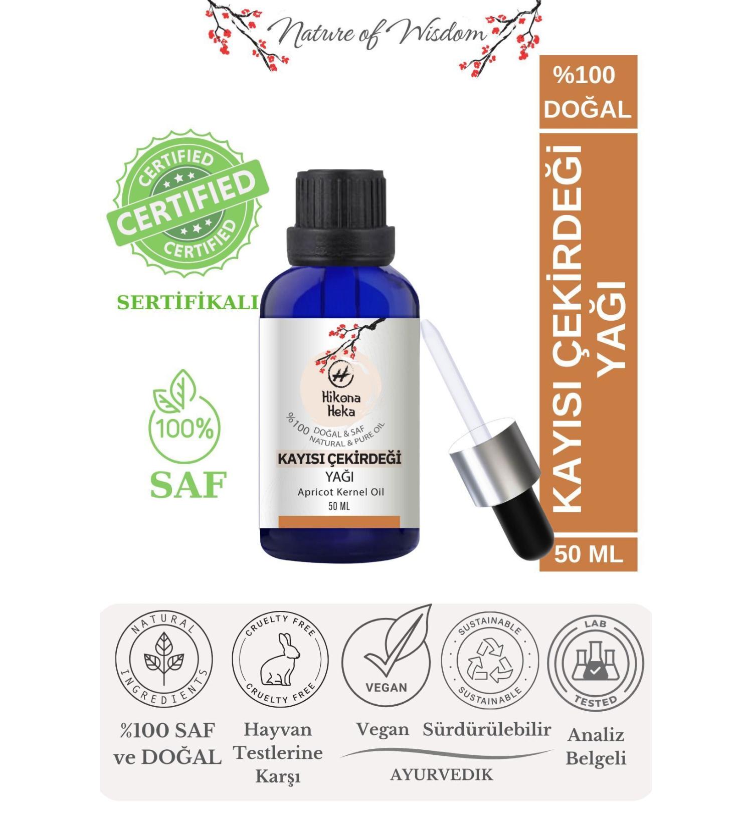 Hikona Heka Apricot Kernel Oil (APRICOT KERNEL OIL) 0 Pure and Natural Cold Pressed 50 ml