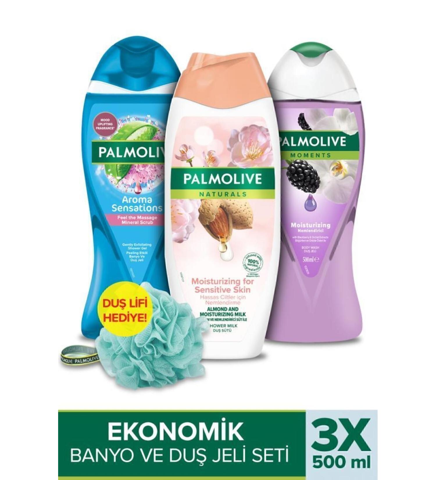 Palmolive Massage 500 ml + Palmolive Natural Almond + PO Moments 500 ml + Shower Lift - Buy Online on GoSupps.com