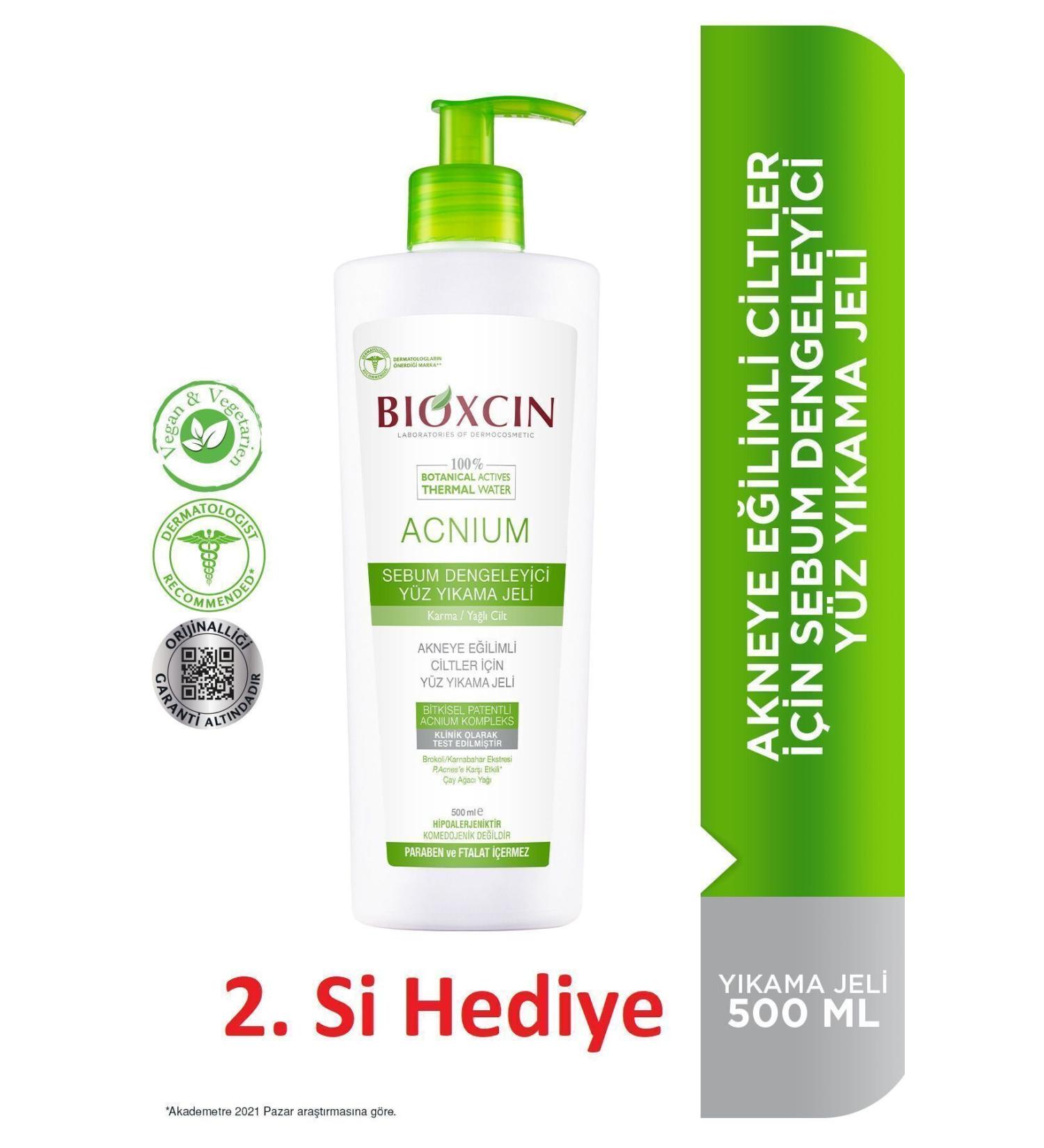 Bioxcin Acnium Sebum Balancing Face Wash Gel 500ml Buy 1 Get 1 Gift - Buy Online on GoSupps.com