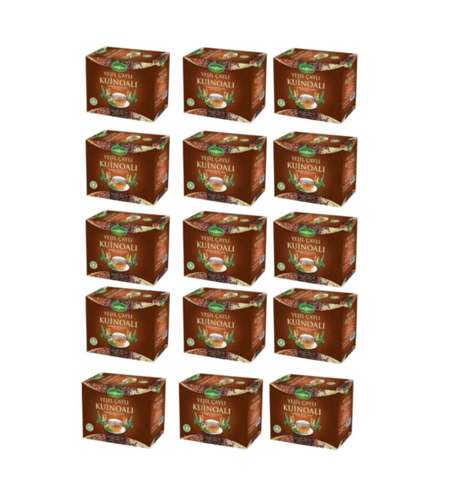 Mindivan 15 Pieces Green Tea Quinoa Mixed Herbal Tea 30 Filtering Bags