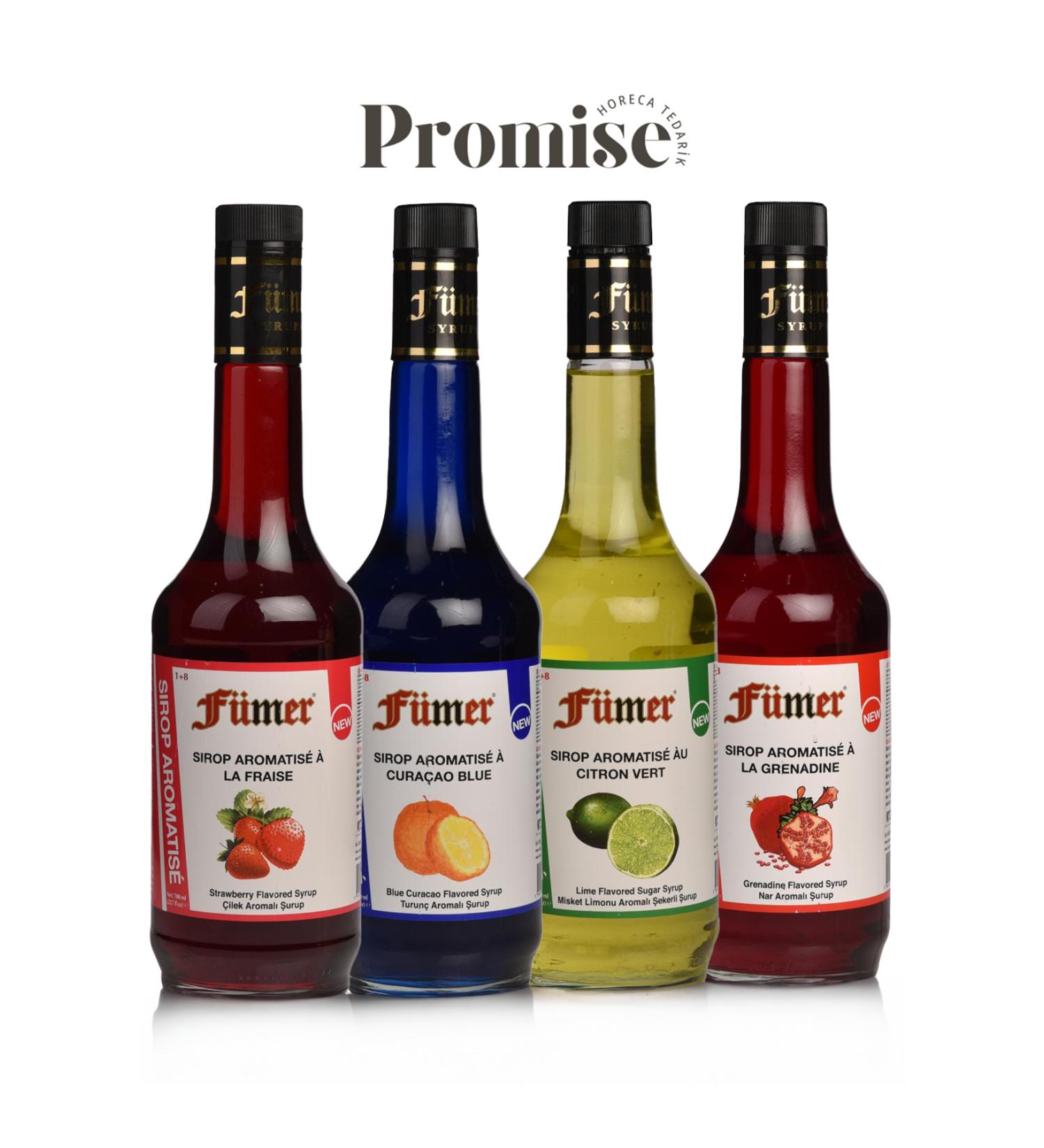 FUMER 4-Pack Advantage Pack Strawberry-Orange-Lime-Pomegranate Syrup 70cl