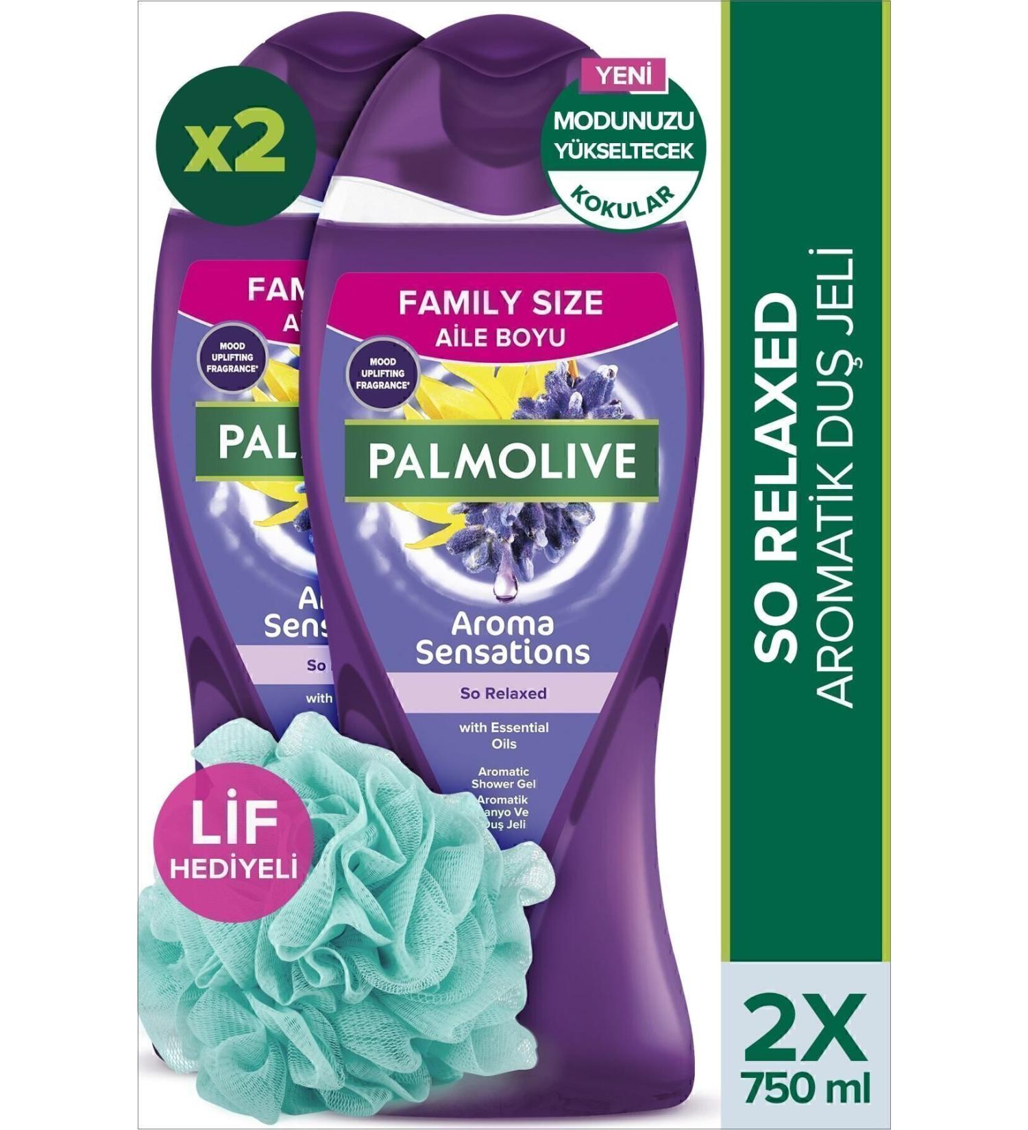 Palmolive Aroma Sensations So Relaxed Aromatic Bath and Shower Gel 750 ml X2 Pieces + Shower Fibre Gift - Buy Online on GoSupps.com