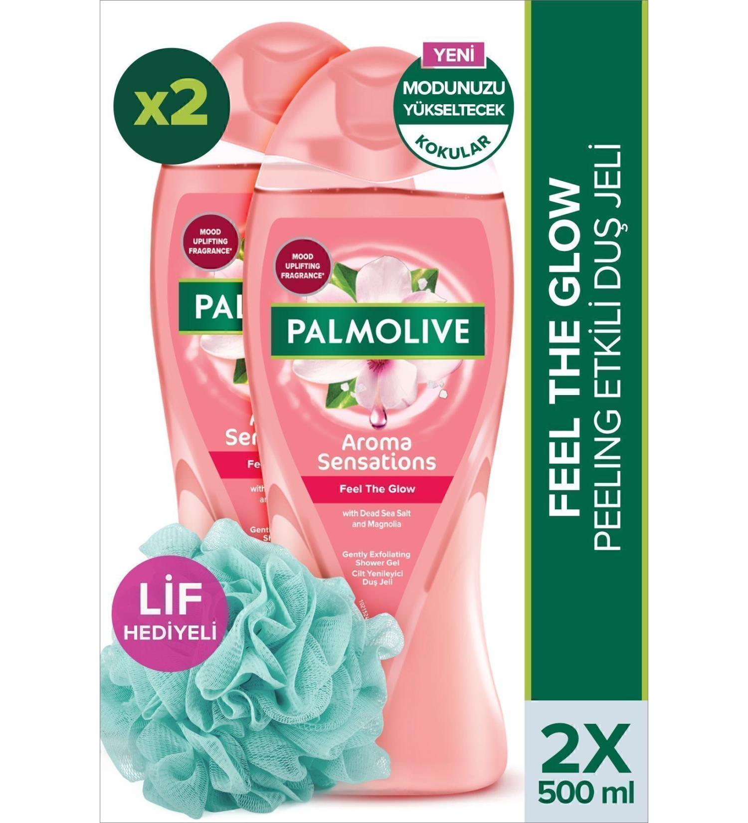 Palmolive Aroma Sensations Feel The Glow Bath and Shower Gel 500 ml X 2 Pieces + Shower Fibre Gift - Buy Online on GoSupps.com