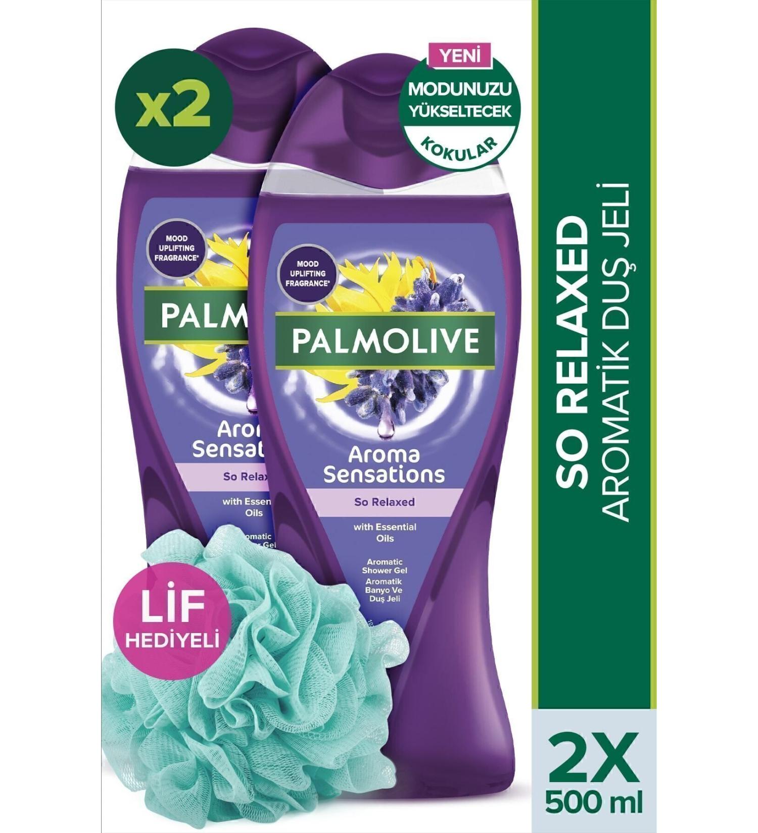 Palmolive Aroma Sensations So Relaxed Aromatic Bath and Shower Gel 500 ml x 2 Pieces + Shower Fibre Gift - Buy Online on GoSupps.com