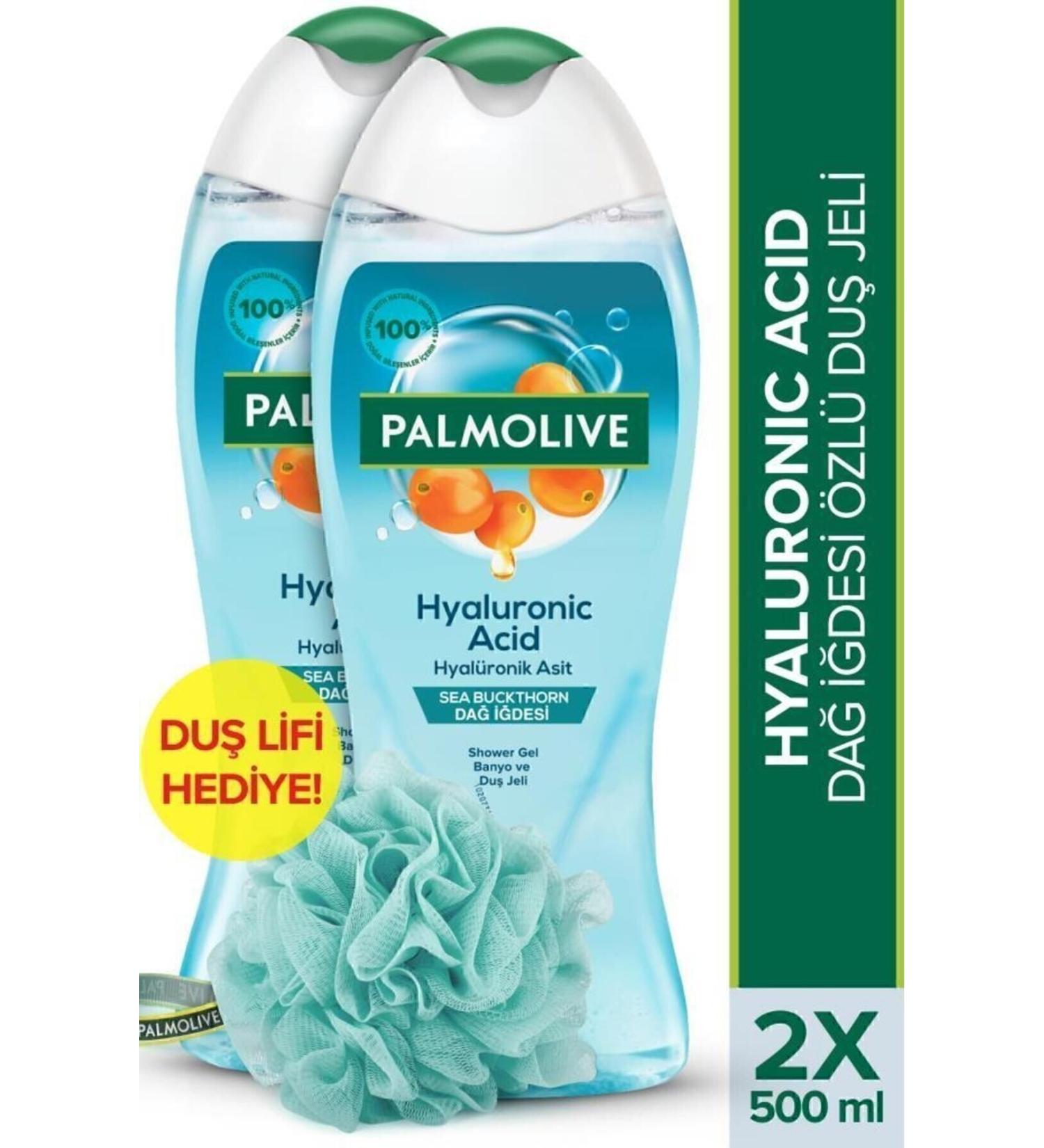 Palmolive Hyaluronic Acid Natural Mountain Idesi Essence Bath and Shower Gel 500 ml x2 Pieces + Shower Fibre Gift - Buy Online on GoSupps.com