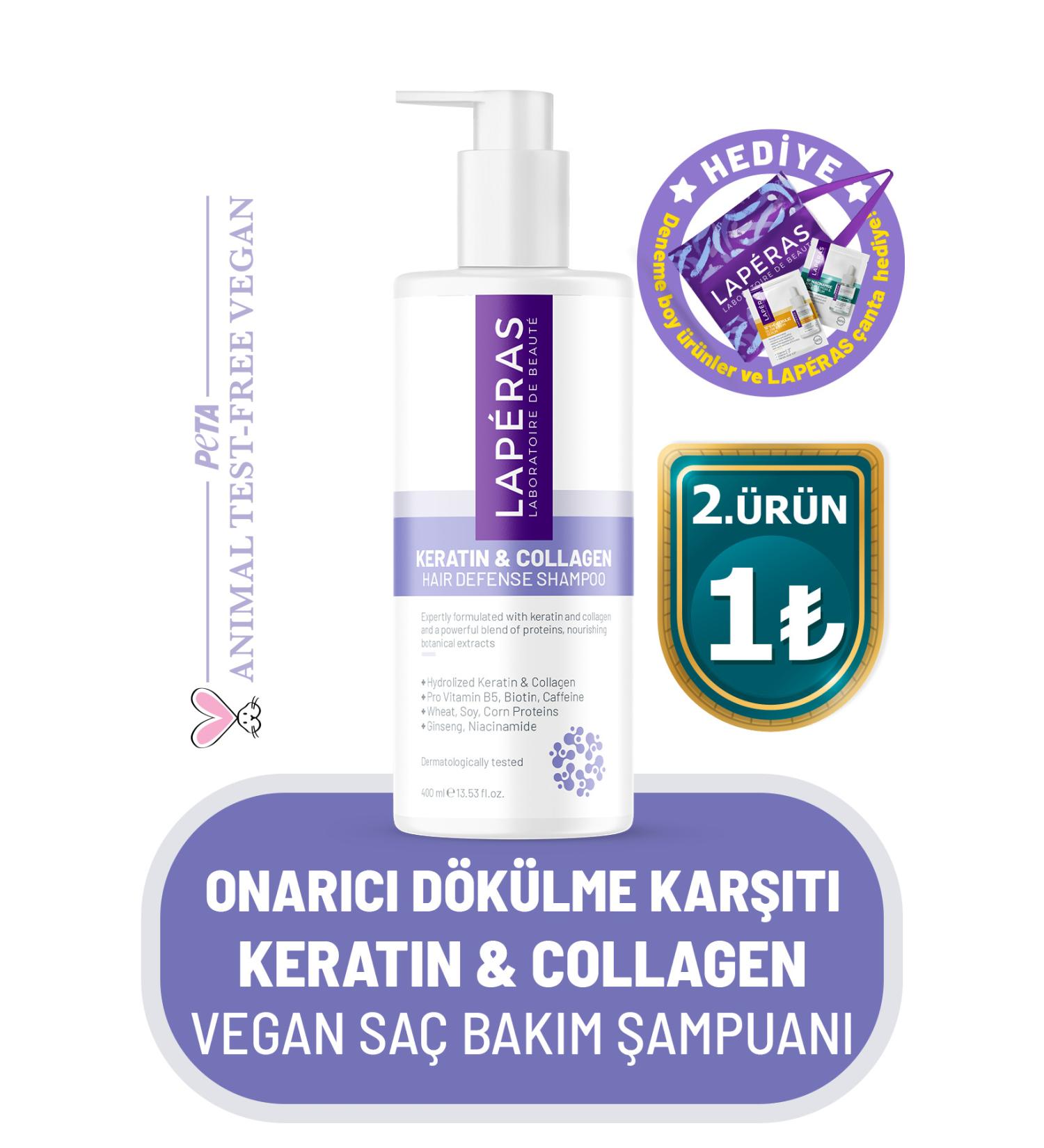 LAPERAS Nourishing Repairing and Anti-Loss Keratin & Collagen Vegan Hair Care Shampoo 400ml - Buy Online on GoSupps.com