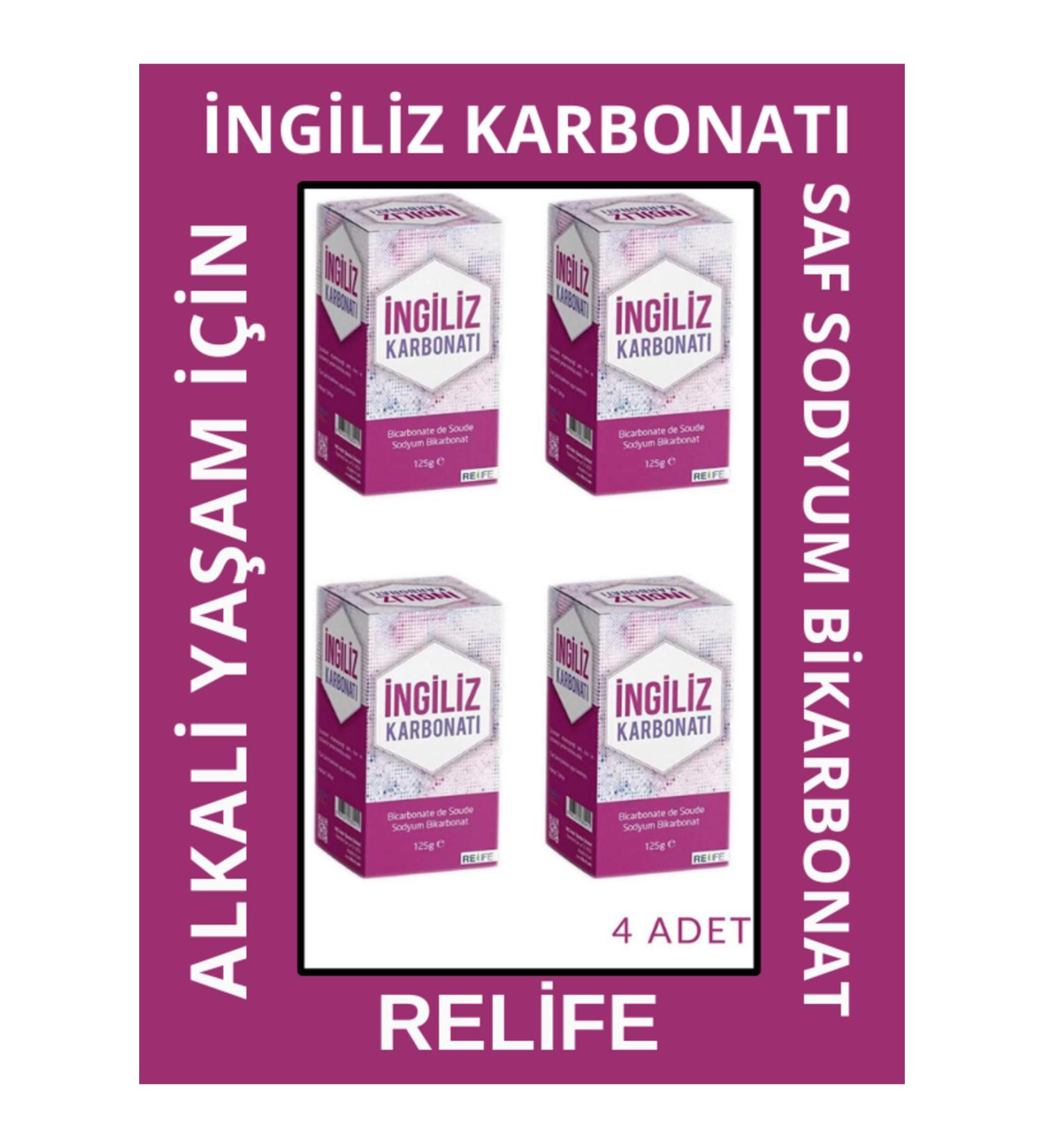 Relife 4 Pieces Pure English Baking Soda Alkaline Life 125 gr Sodium Bicarbonate - Buy Online on GoSupps.com