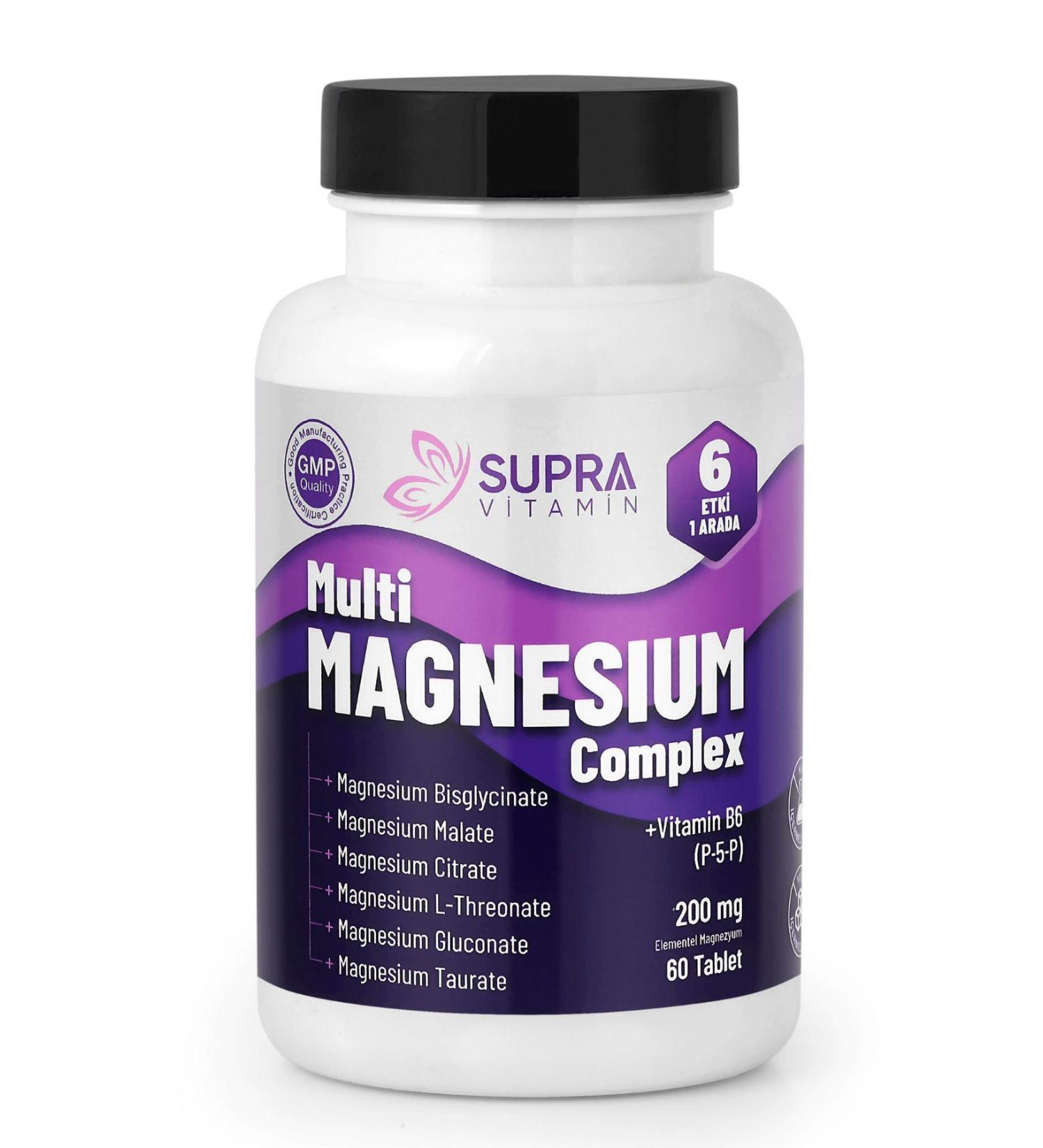 Supra Vitamin Multi Magnesium Complex 60 Tablets- Bisglycinate + Citrate + Malate + L-Threonate + Gluconate & Taurate - Buy Online on GoSupps.com
