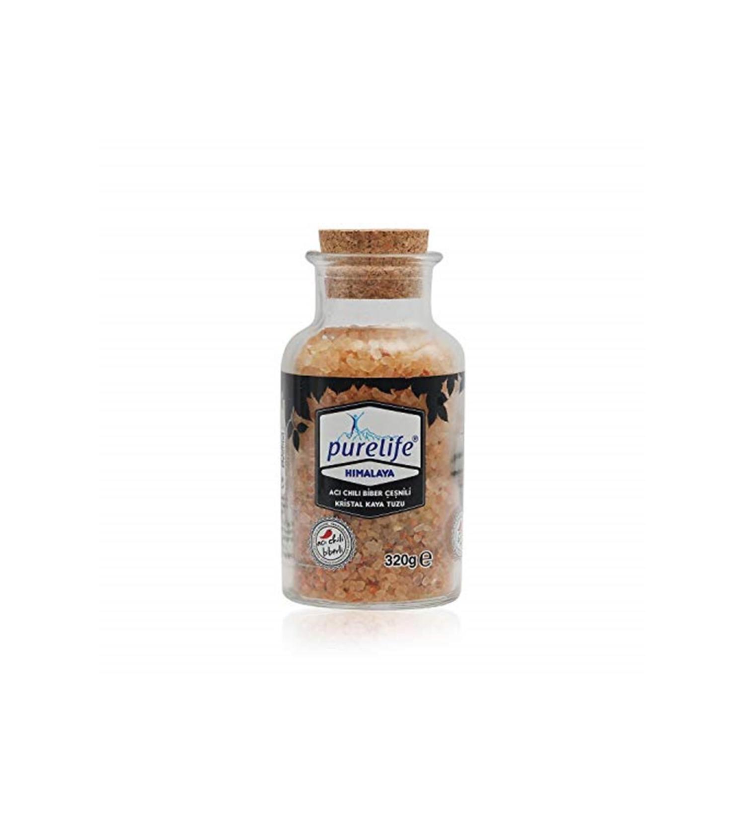 PureLife Himalayan Chili Pepper Granulated Rock Salt Glass Cylinder 320g - Buy Online on GoSupps.com