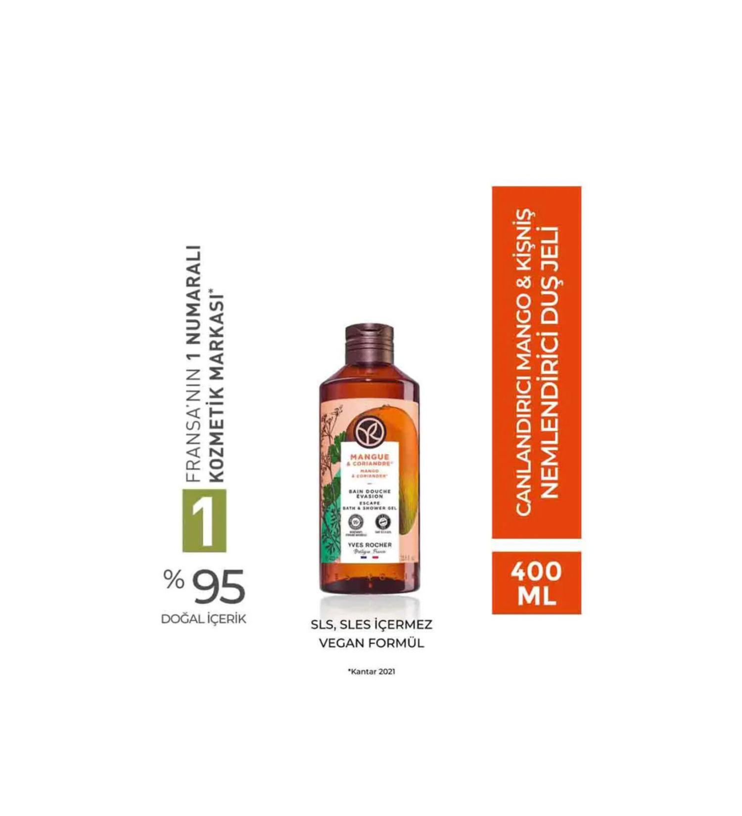 Yves Rocher Moisturizing Shower Gel - Revitalizing Mango Coriander - 400ml - Buy Online on GoSupps.com