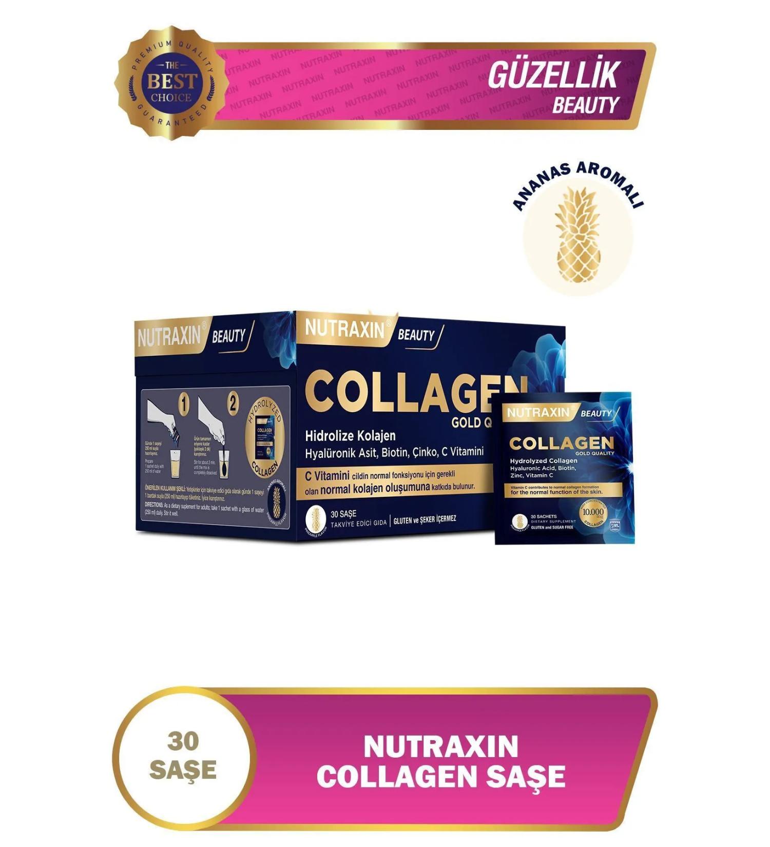 Nutraxin Collagen 30 Sachet 10 000 Mg Type 1 Type 3 Pineapple Flavored 3-pack - Buy Online on GoSupps.com