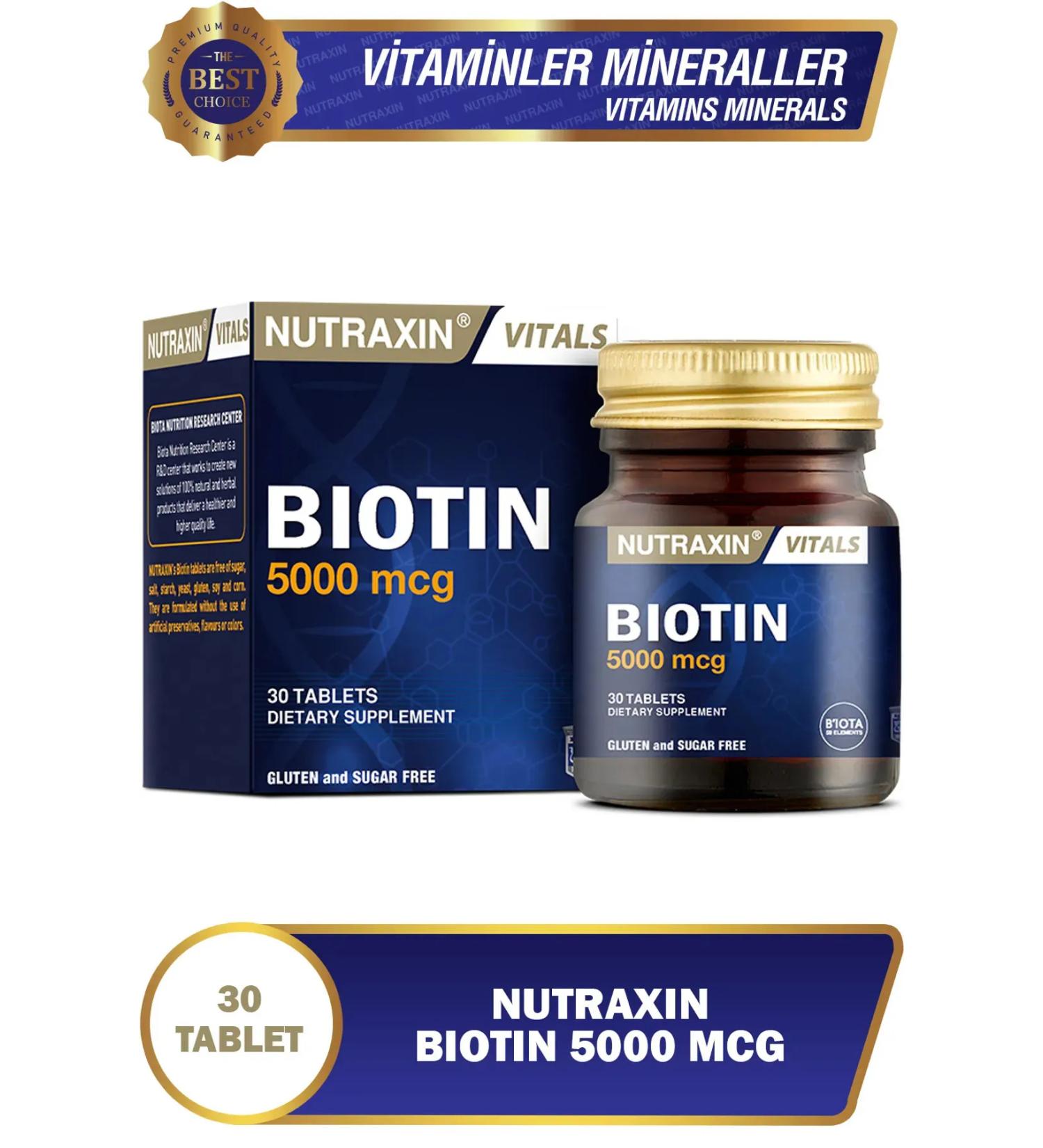 Nutraxin Biotin 5000 Mcg 30 Tablets 5 Pack