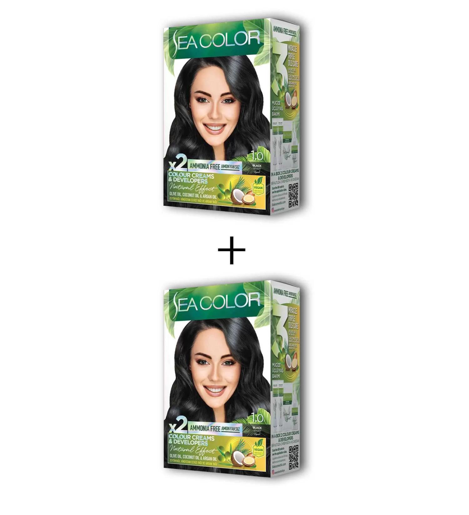 Skygo 2X2 Tube Cream Hair Dye Set Black No:1.0