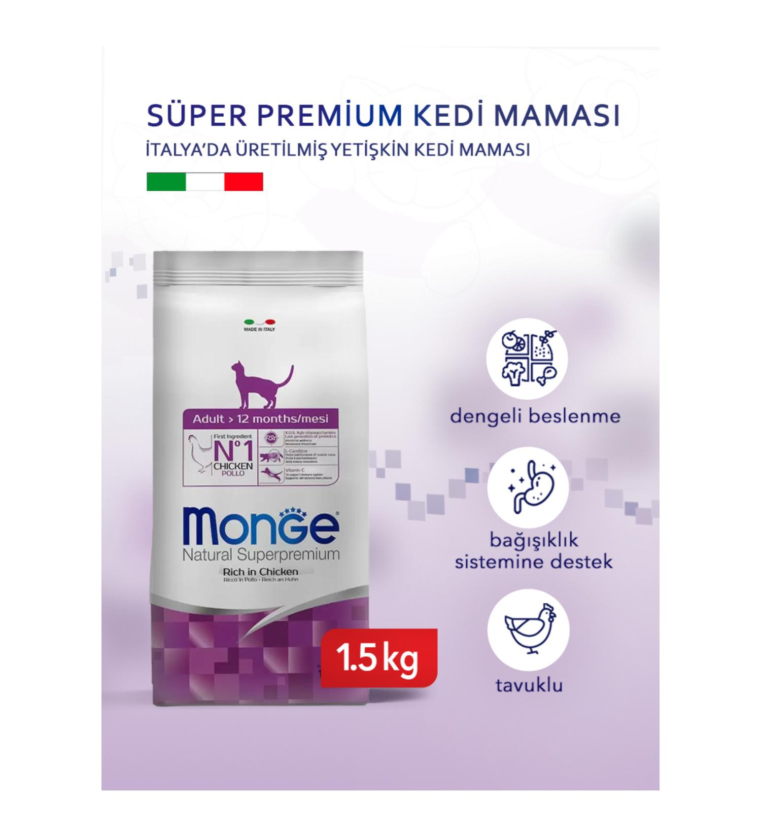 Monge Cat Daily Line Chicken Adult Cat Food 1.5 Kg - Buy Online on GoSupps.com