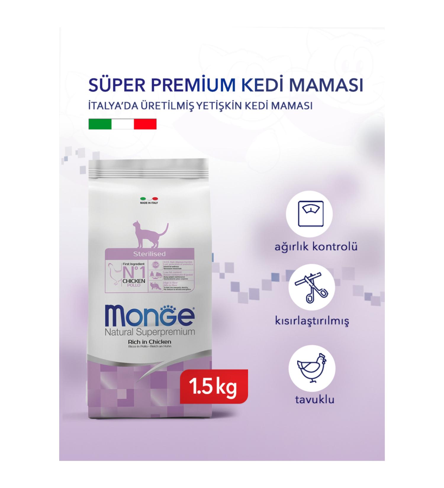 Monge Cat Daily Line Sterilized Chicken Sterilized Cat Food 1.5 Kg - Buy Online on GoSupps.com