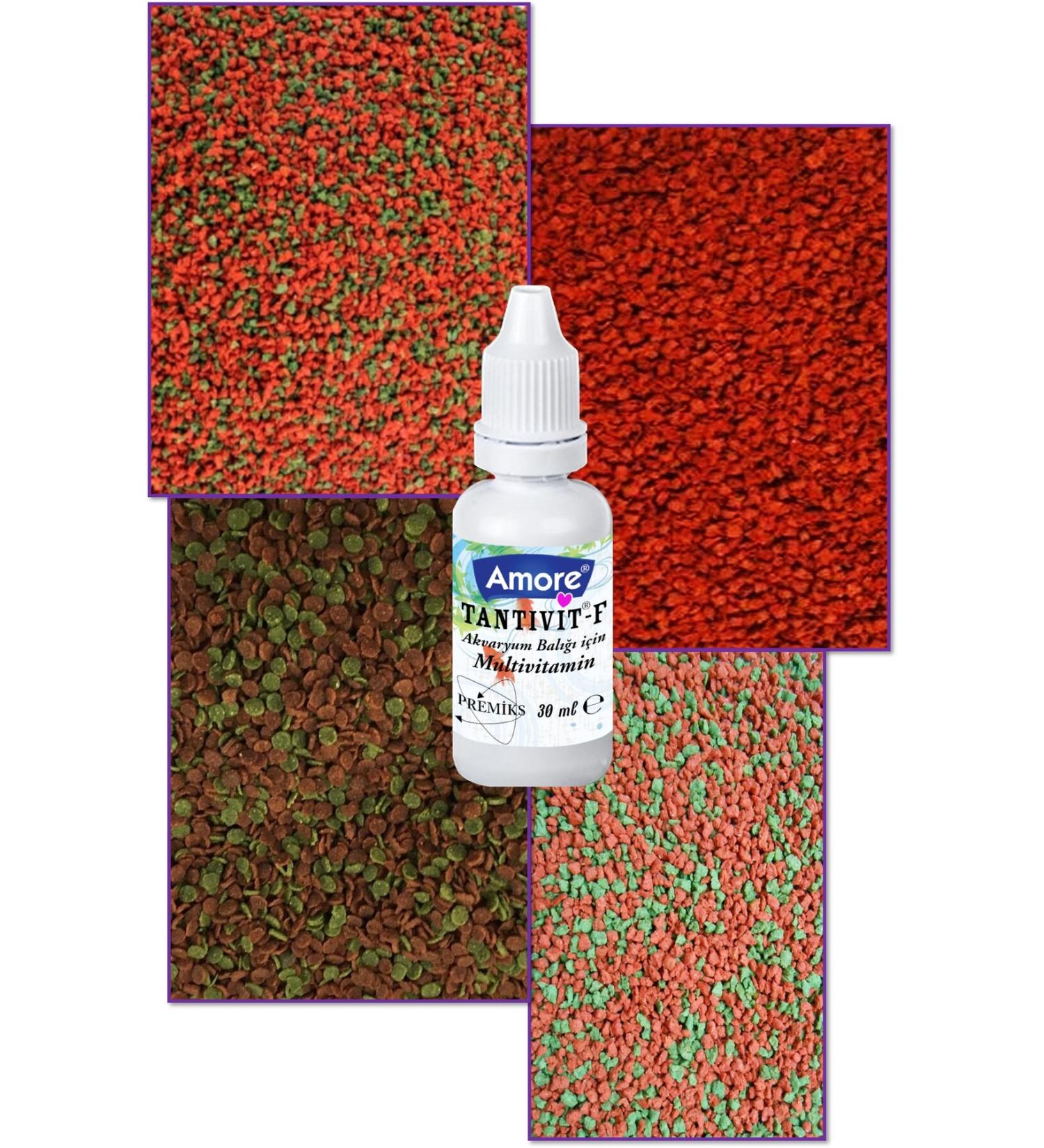 AMORE Cichlid Mix Granules Discus Bits Malawi Chips AHM Red Green 4-Mix-740gr Fish Food Multivitamin