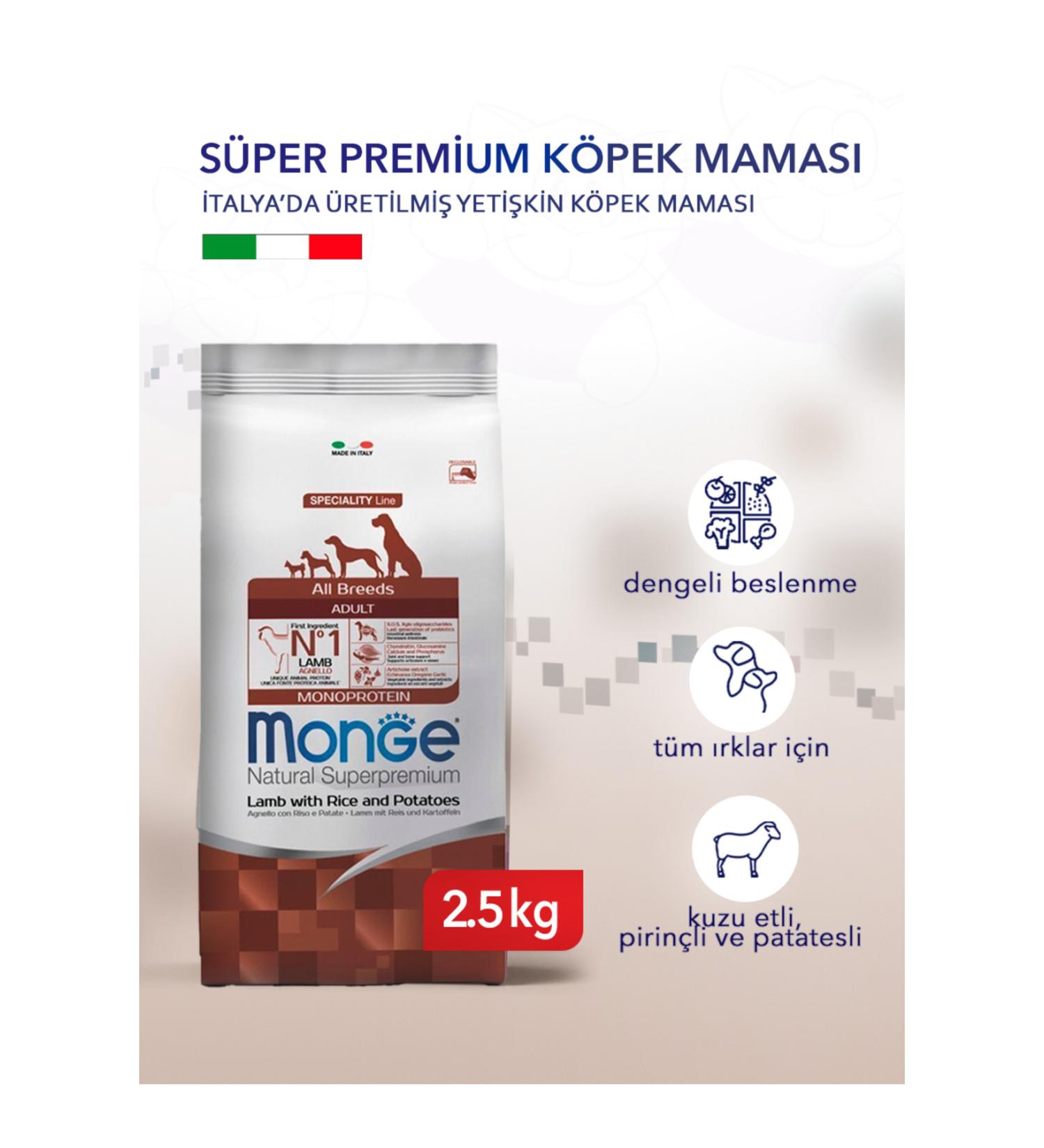 Monge Dog Speciality Line Monoprotein Lamb Rice and Potato All Breed Adult Dog Food 2.5 Kg - Buy Online on GoSupps.com