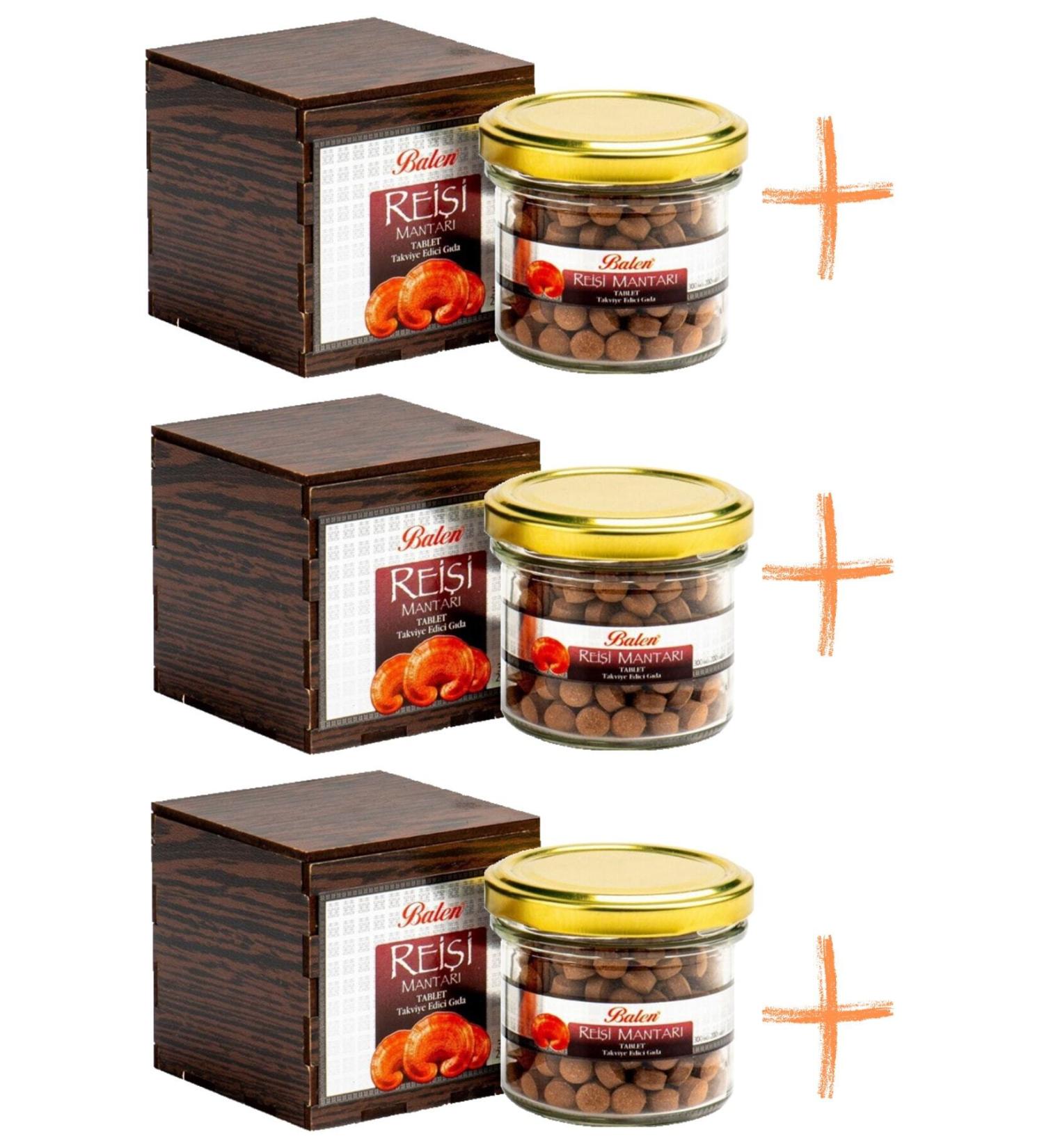 Balen Reishi Mushroom Food Supplement 300 Mg 200 Tablets 3 Pieces