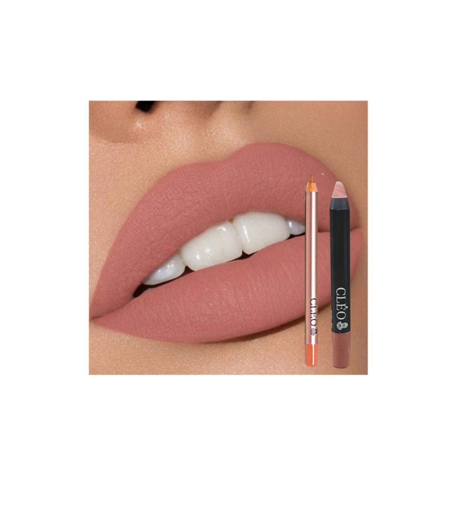 Cleo Cosmetics 2 in 1 Matte Lipstick Waterproof Lipstick & Lip Pencil (Vanilla Romance)