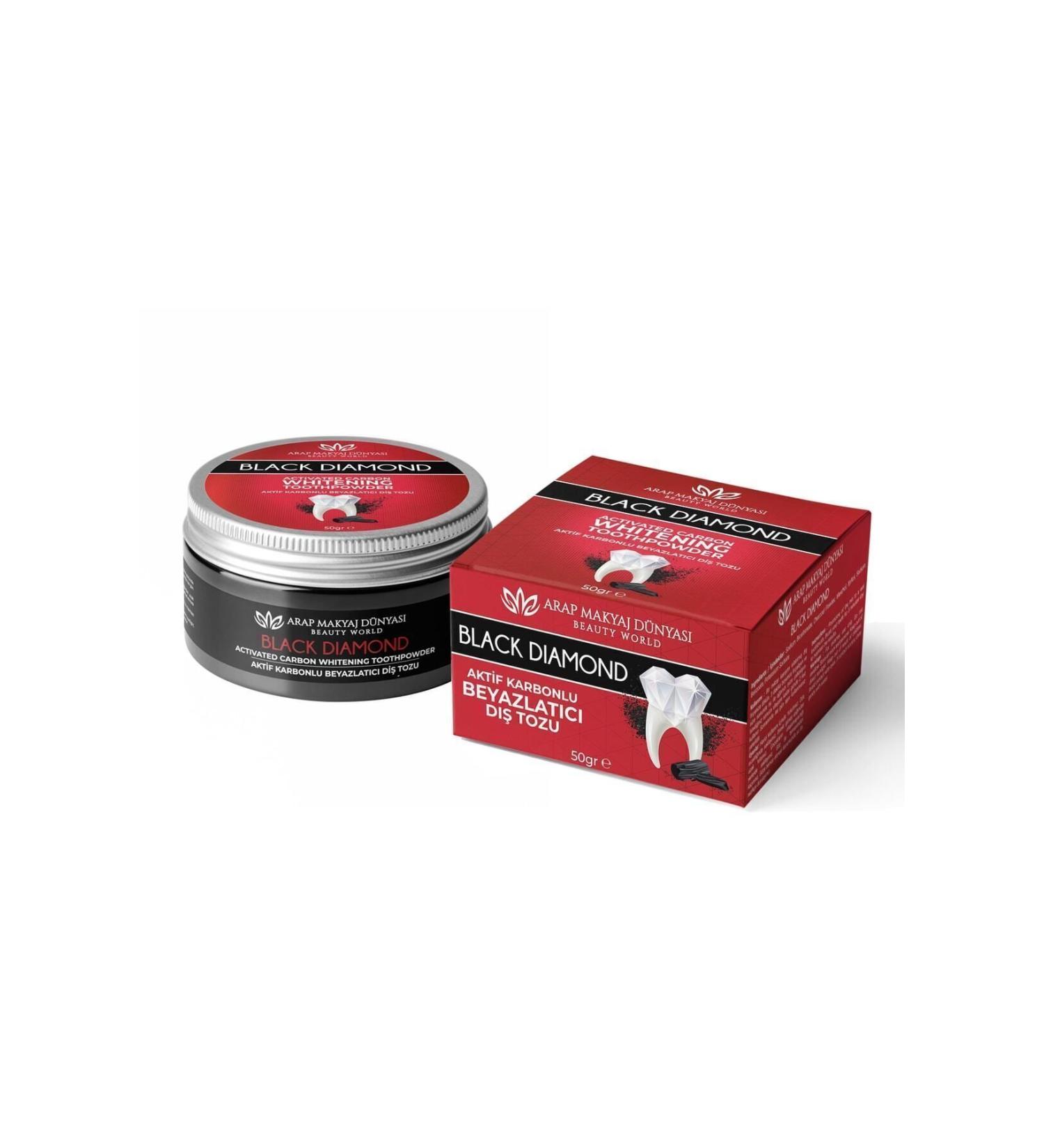 Arab Makeup World Black Diamond Active Carbon Teeth Whitening Powder 50 gr