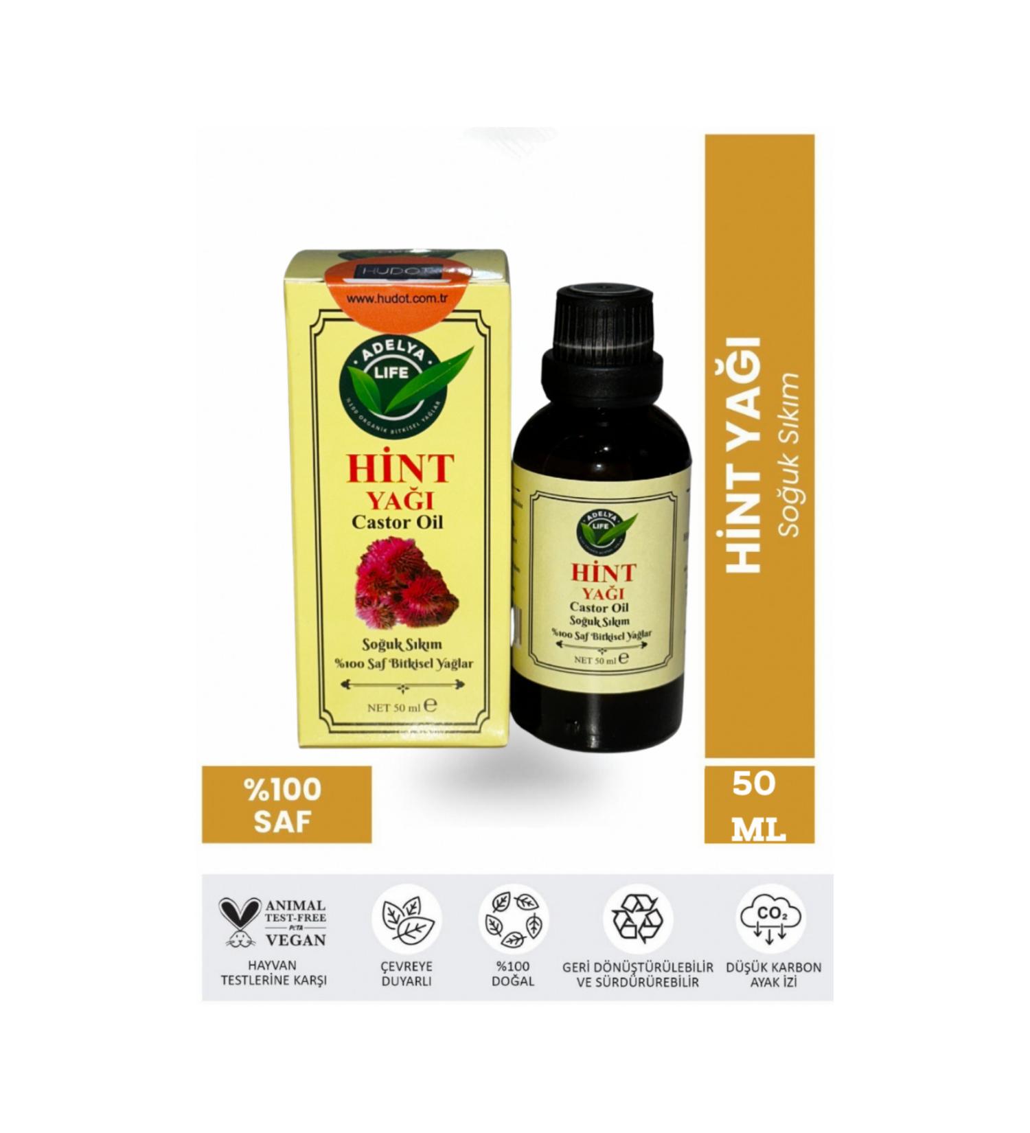 Adelya Life Castor Oil 0 Pure Organic Castor Oil 50 ml Cold Press / 0 Natural Castor Oil Cold Press - Buy Online on GoSupps.com