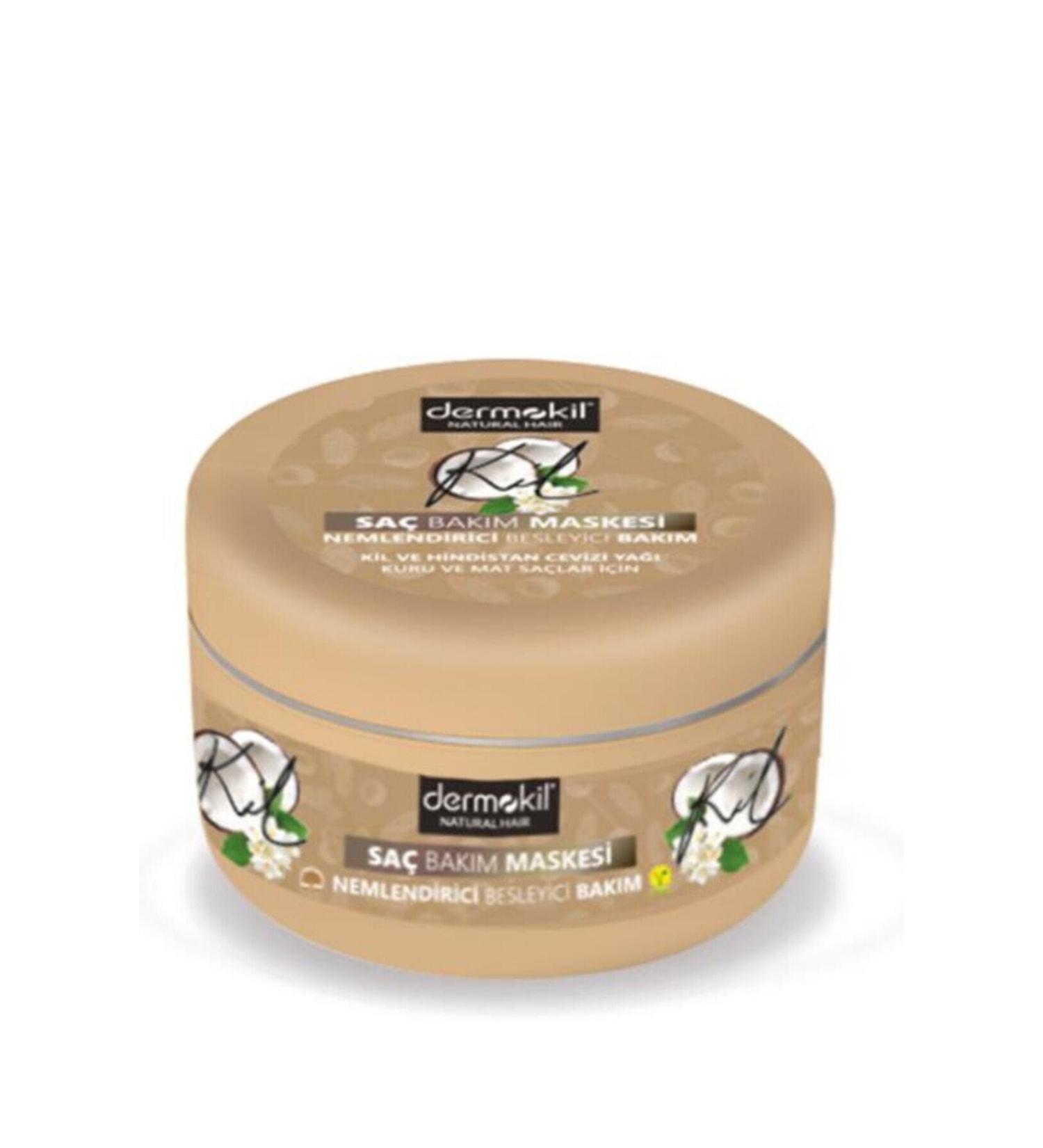 Dermokil Clay and Coconut Hair Care Mask 300 Gr. Moisturizing and Nourishing Hair Mask